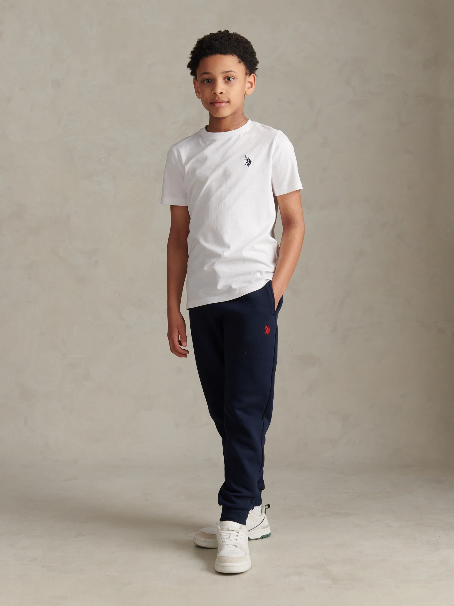 Boys Double Horsemen Loopback Jogger Dark Sapphire Navy / Haute Red DHM - Image 3