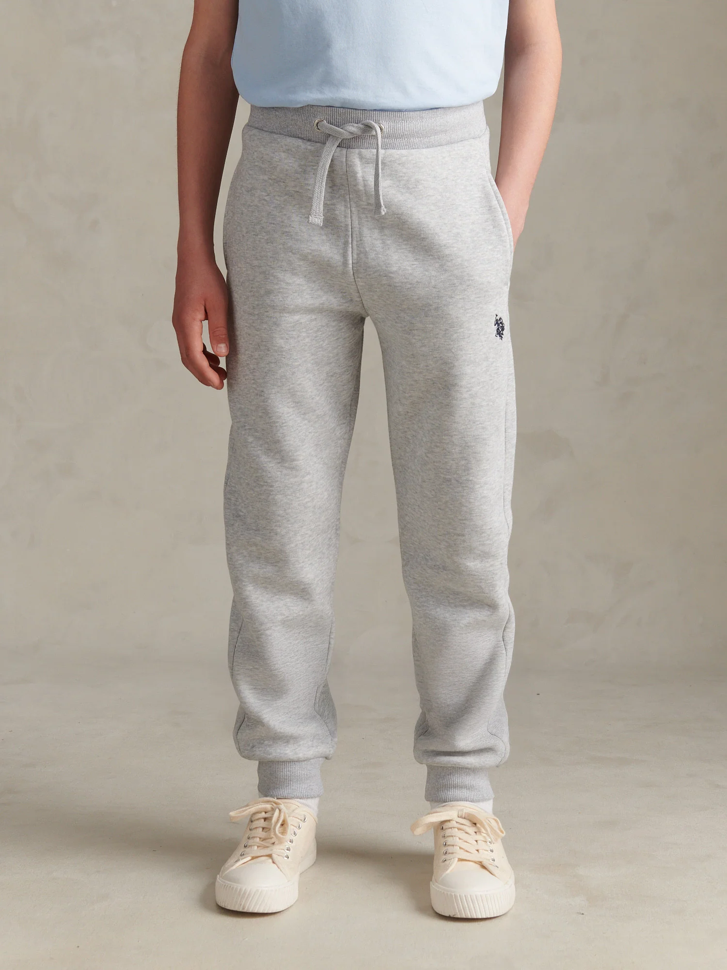 Boys Double Horsemen Loopback Jogger Mid Grey Marl