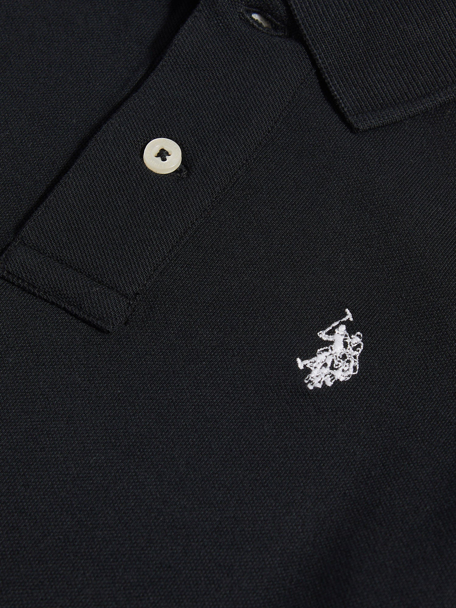 Boys Double Horsemen Polo Shirt Black Bright White DHM - Image 3