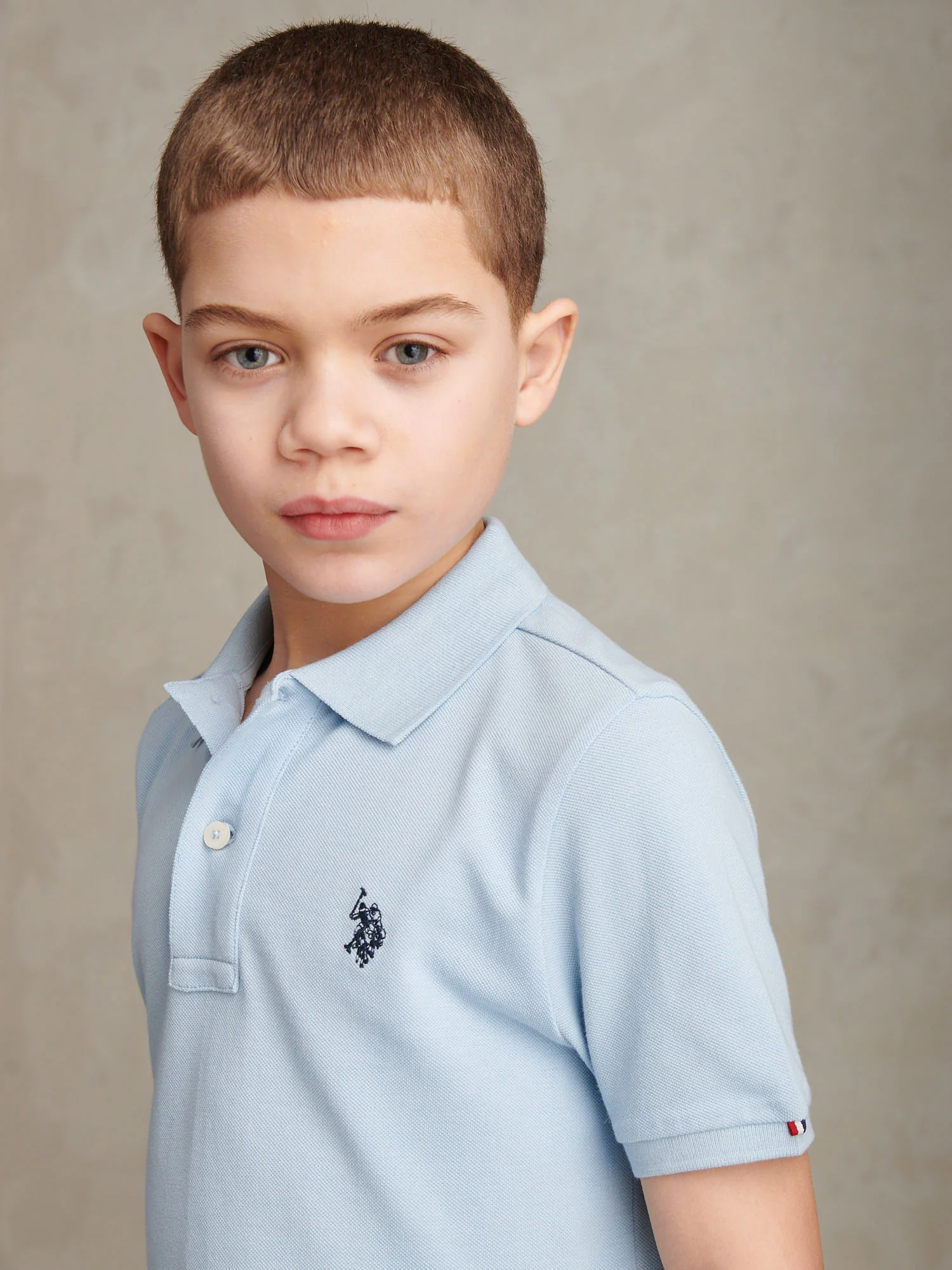 Boys Double Horsemen Polo Shirt Chambray Blue - Image 2
