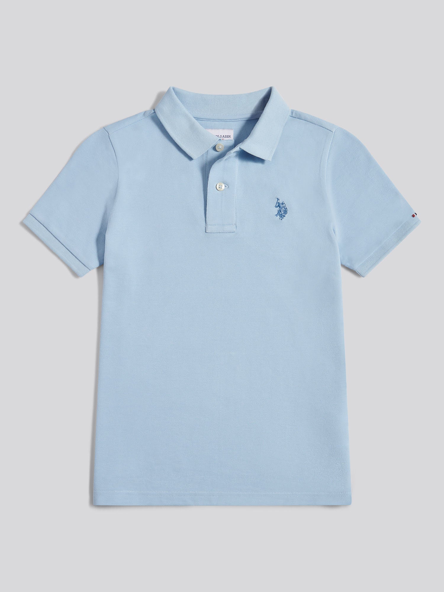Boys Double Horsemen Polo Shirt Chambray Blue - Image 6