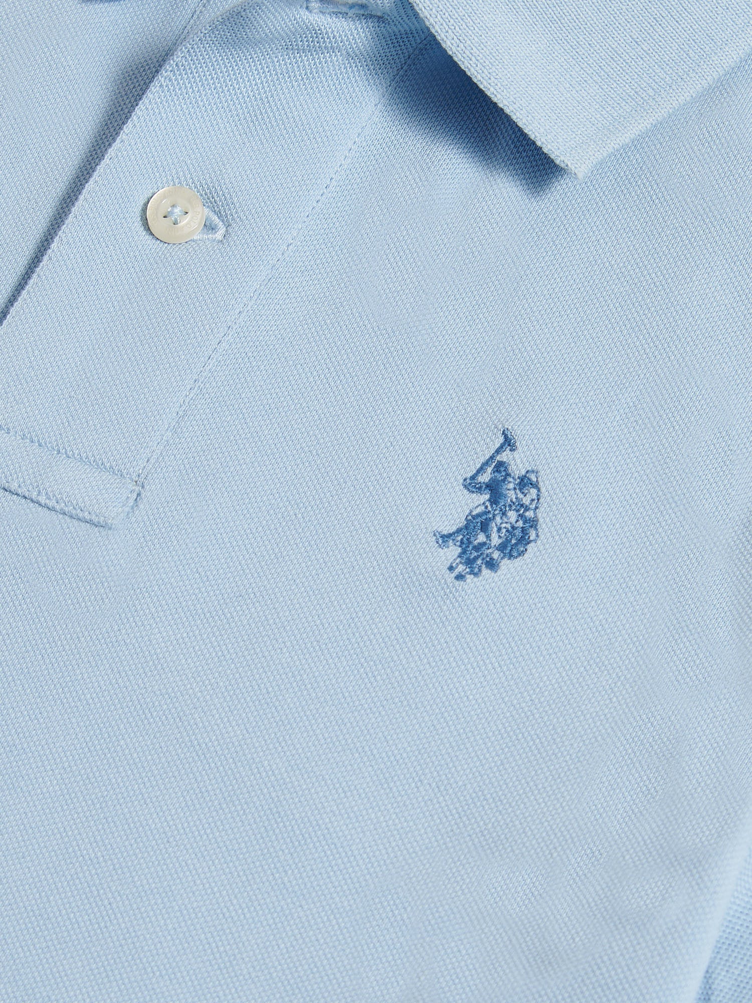 Boys Double Horsemen Polo Shirt Chambray Blue - Image 8