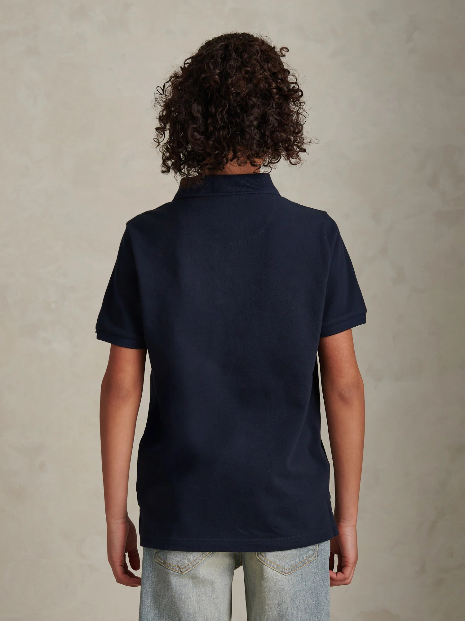Boys Double Horsemen Polo Shirt Dark Sapphire Navy / Haute Red DHM - Image 4