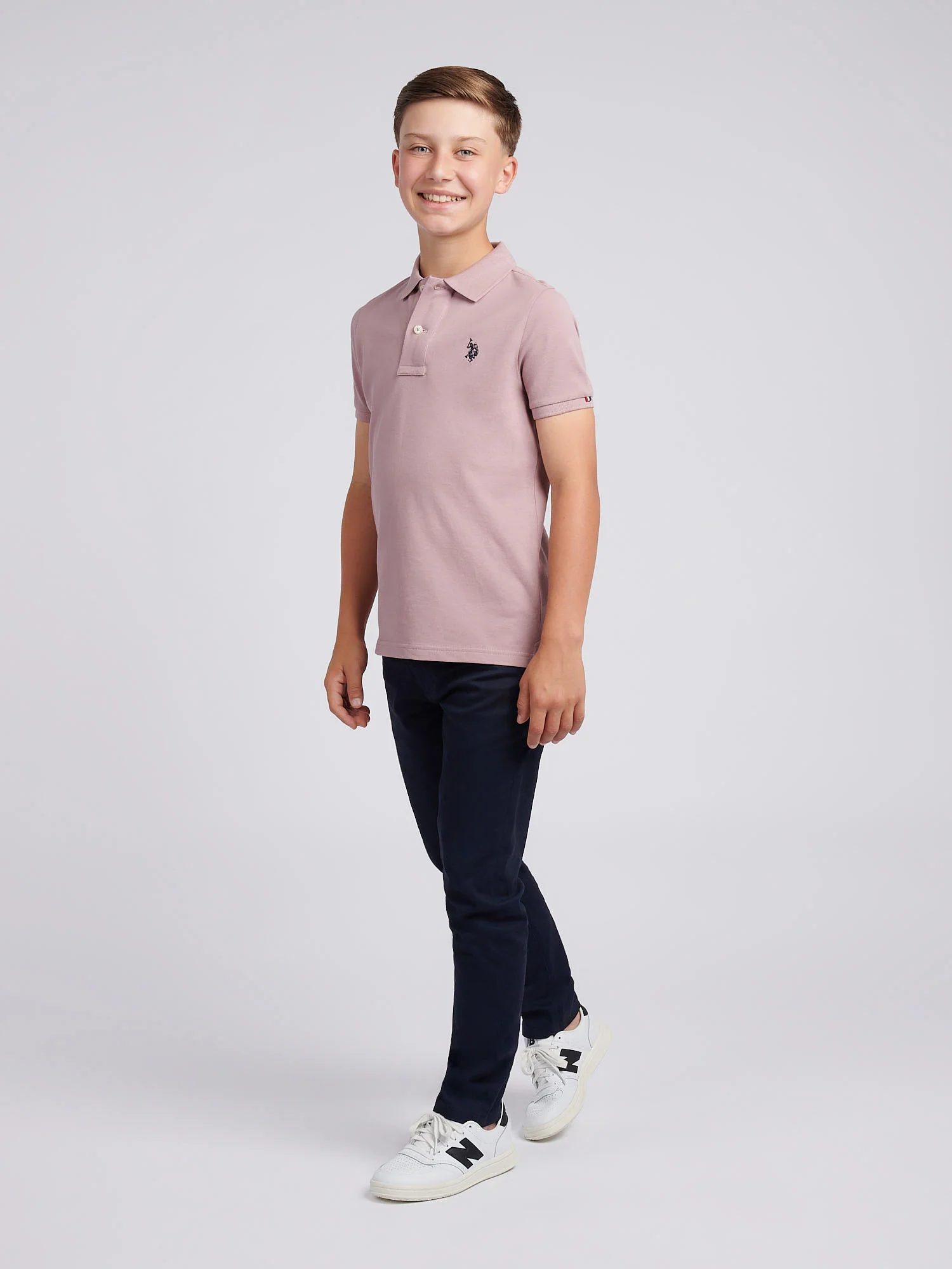 Boys Double Horsemen Polo Shirt Elderberry - Image 3