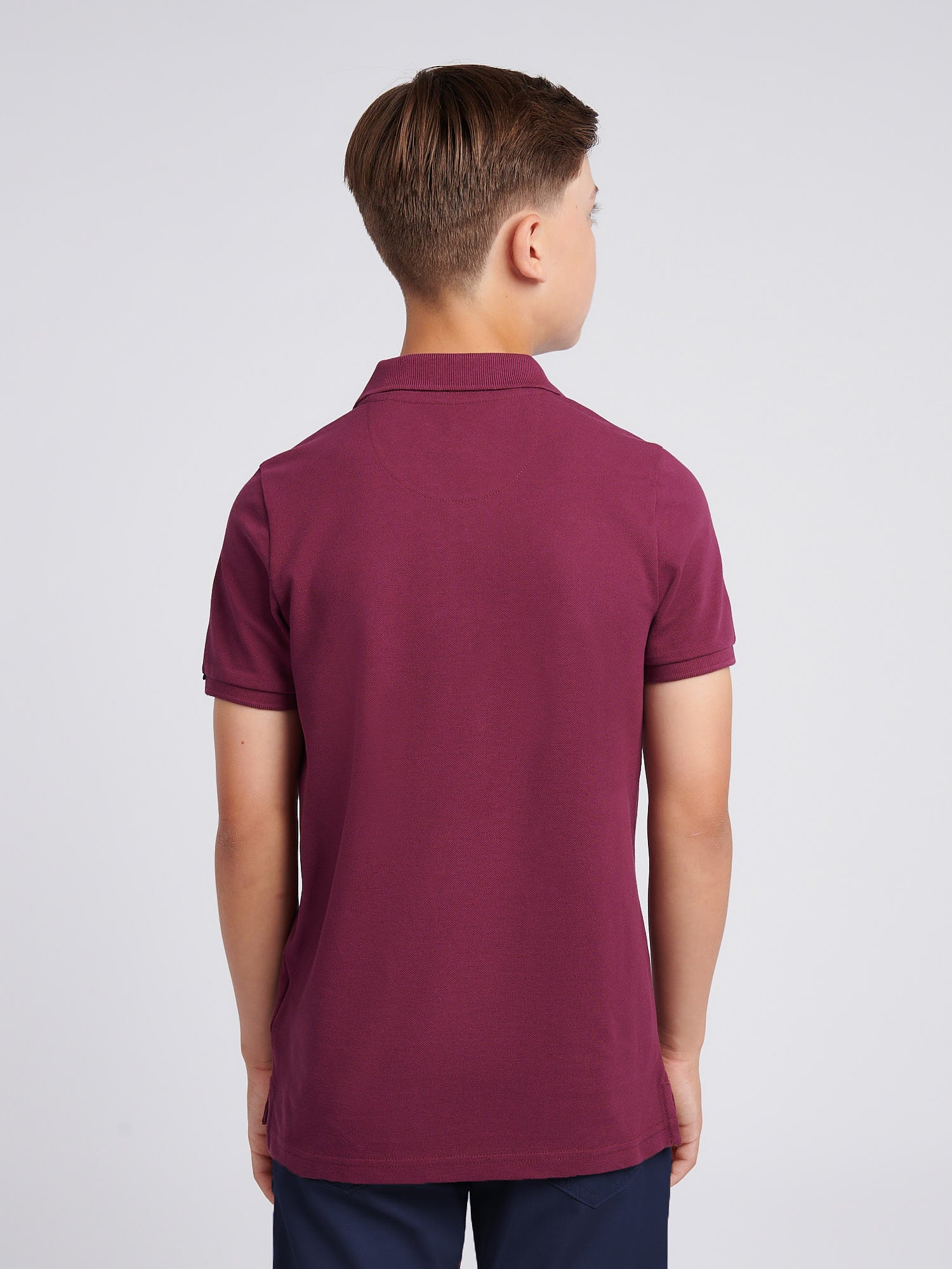Boys Double Horsemen Polo Shirt Grape Wine - Image 4