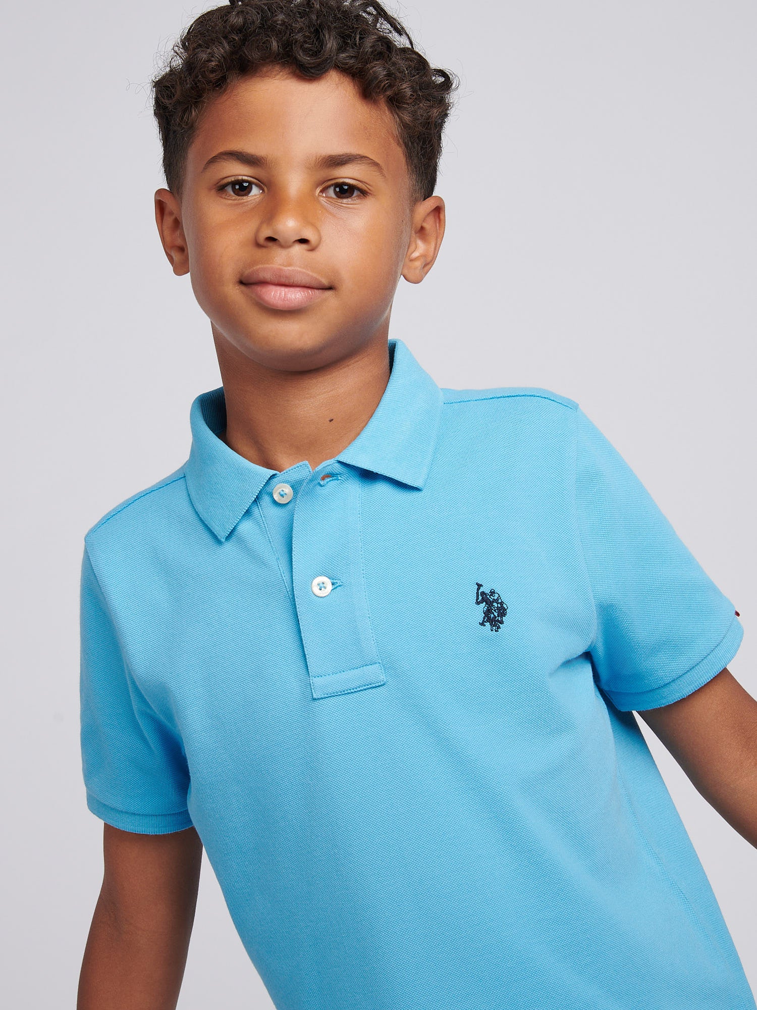 Boys Double Horsemen Polo Shirt Heritage Blue - Image 2