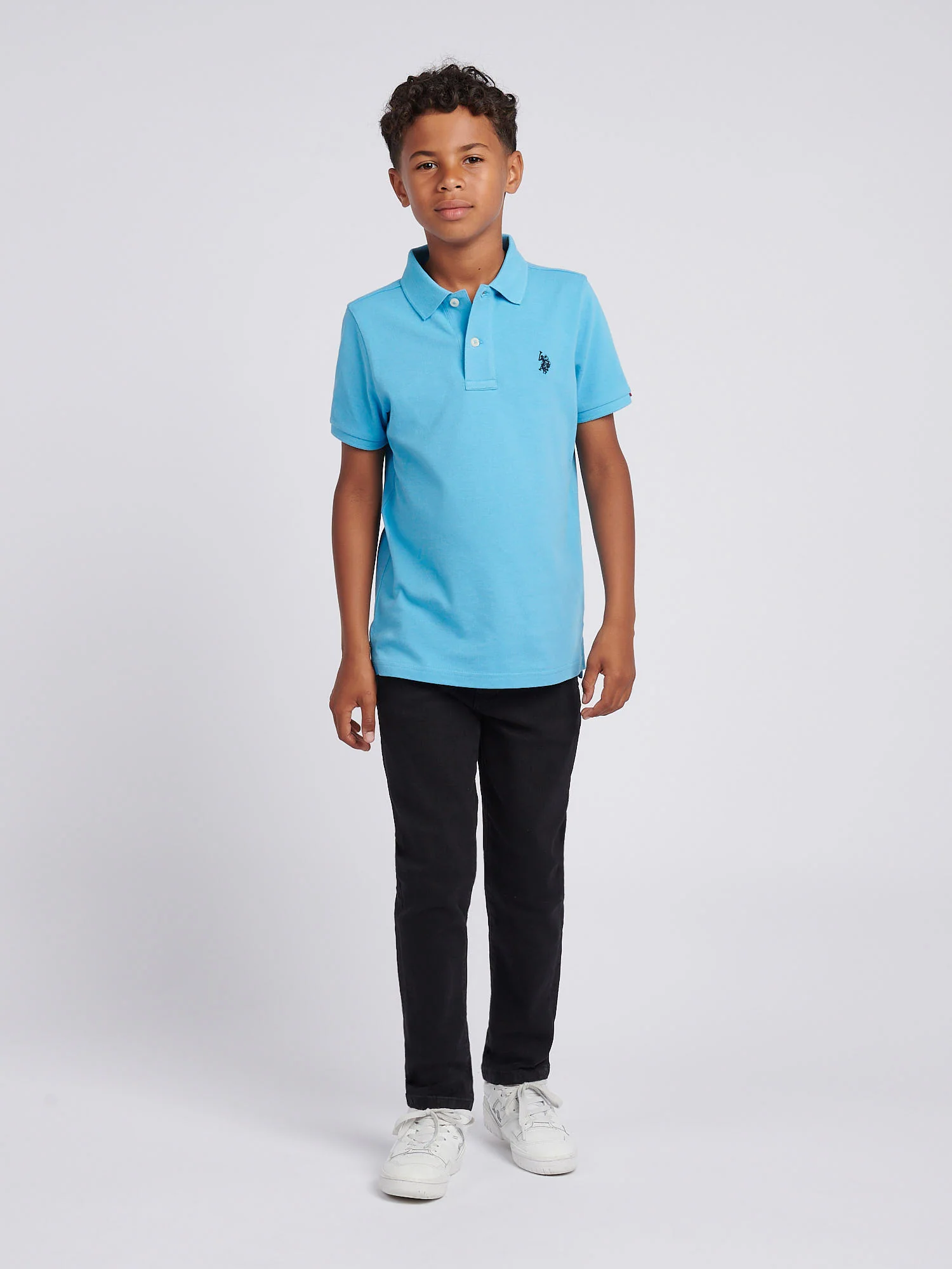 Boys Double Horsemen Polo Shirt Heritage Blue - Image 3