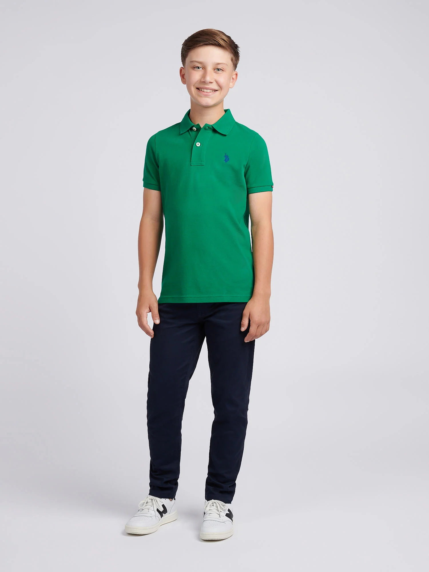 Boys Double Horsemen Polo Shirt Lush Meadow - Image 3