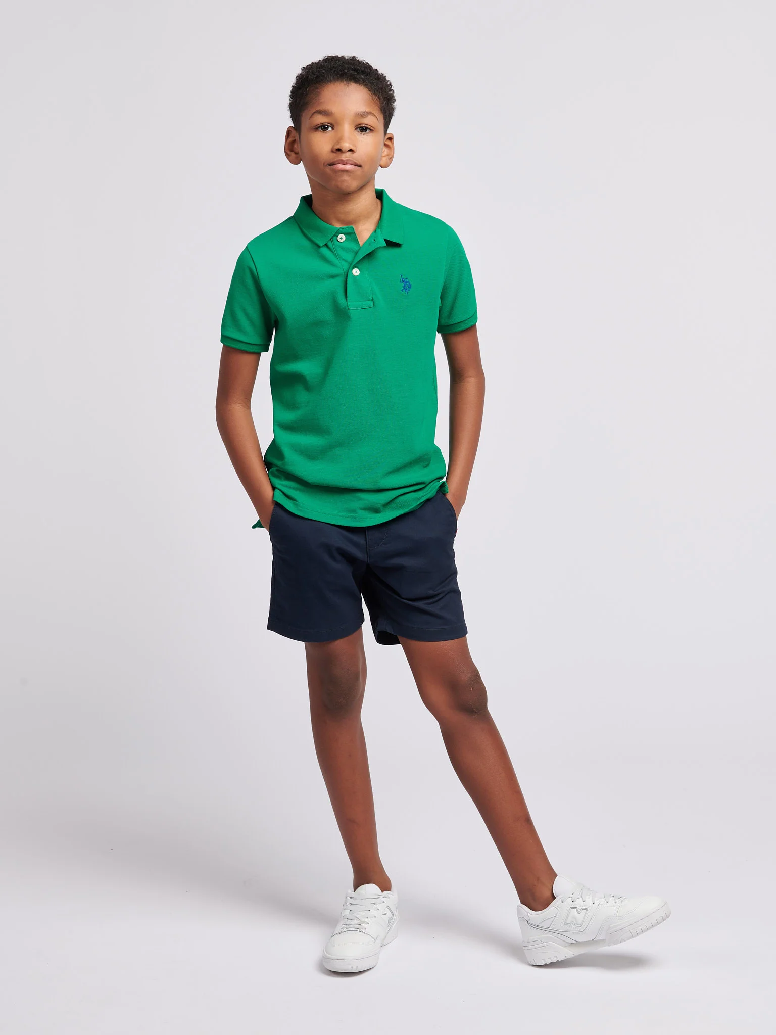 Boys Double Horsemen Polo Shirt in Lush Meadow - Image 3