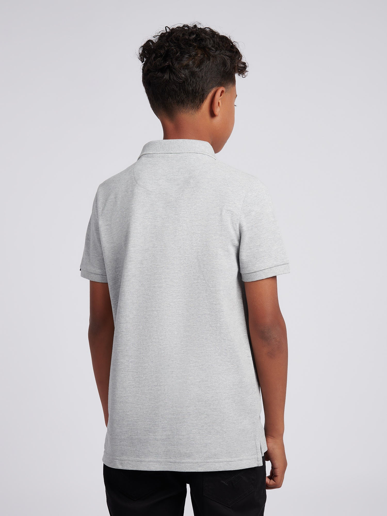 Boys Double Horsemen Polo Shirt Mid Grey Marl - Image 4