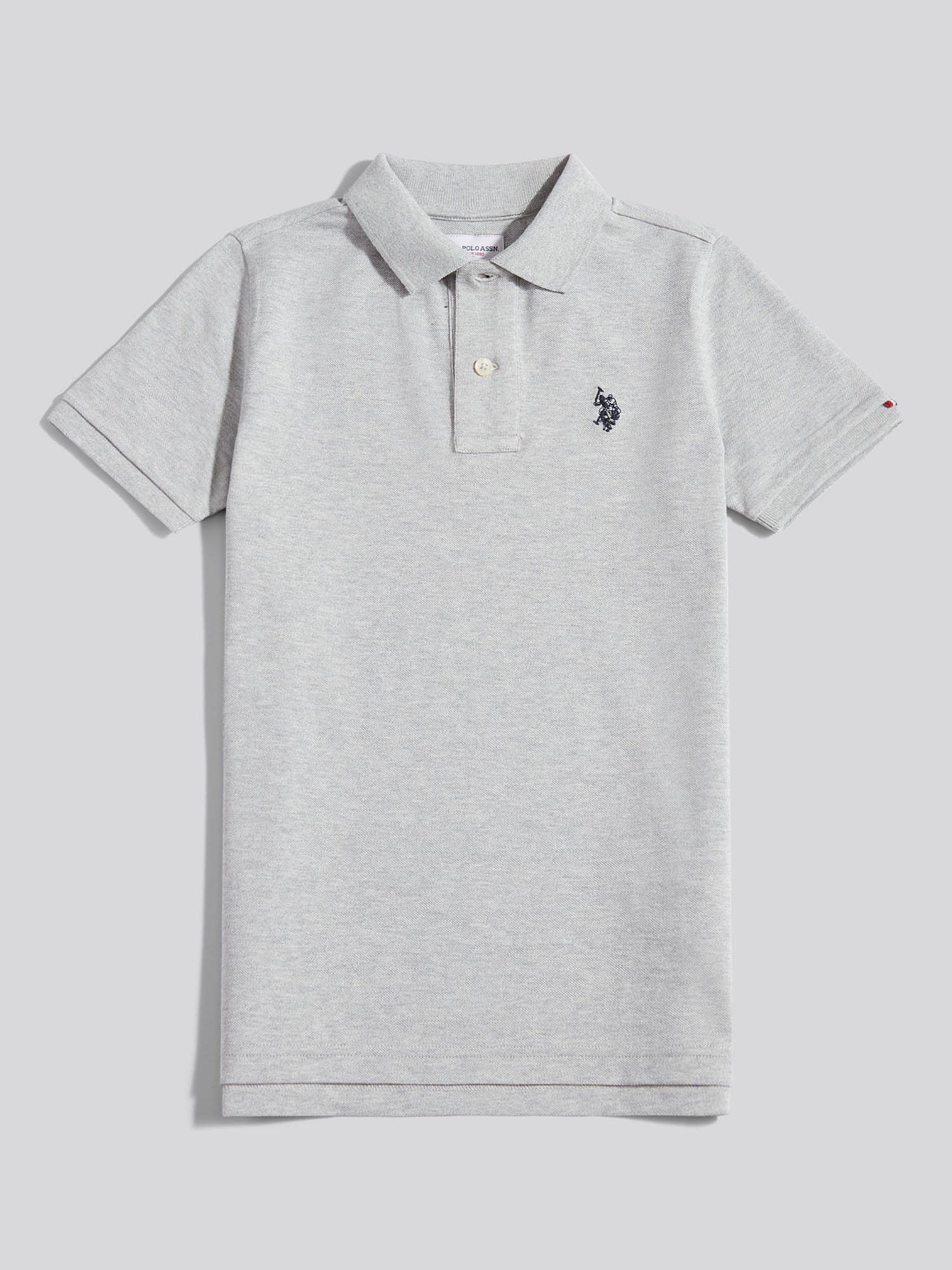Boys Double Horsemen Polo Shirt Mid Grey Marl - Image 5