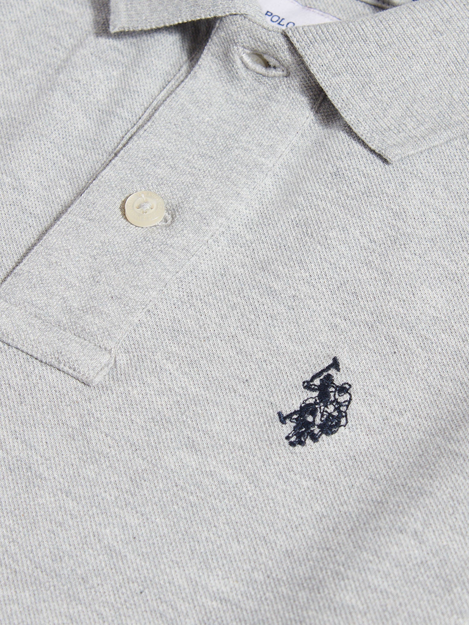 Boys Double Horsemen Polo Shirt Mid Grey Marl - Image 7