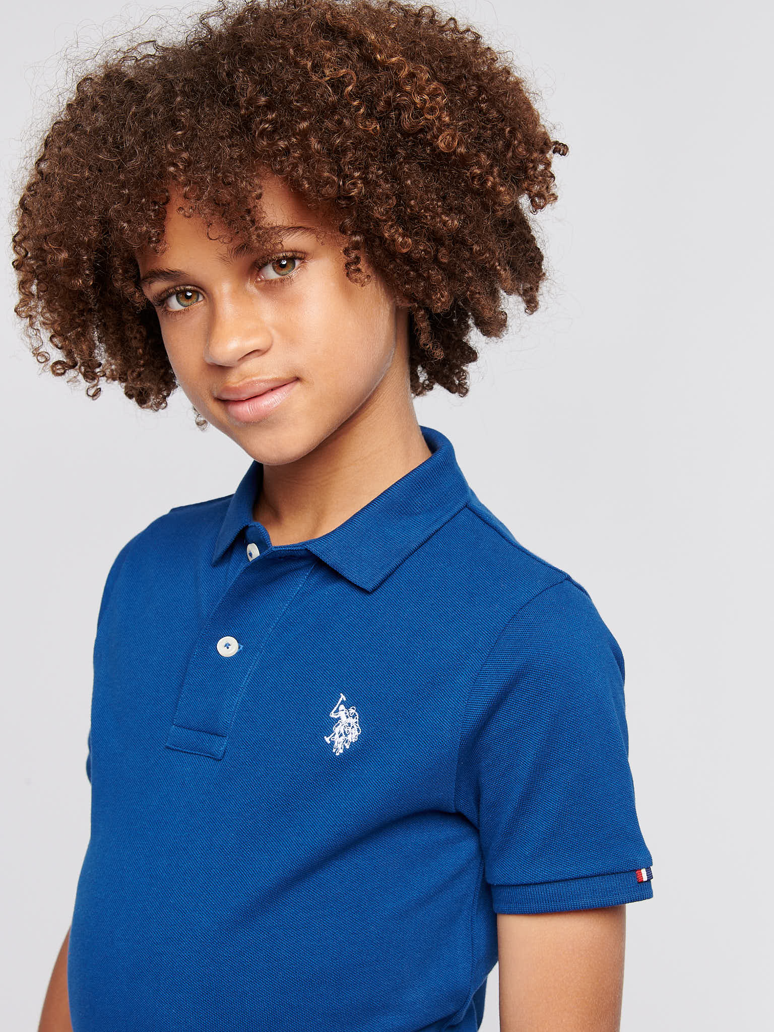 Boys Double Horsemen Polo Shirt in Navy Peony - Image 2