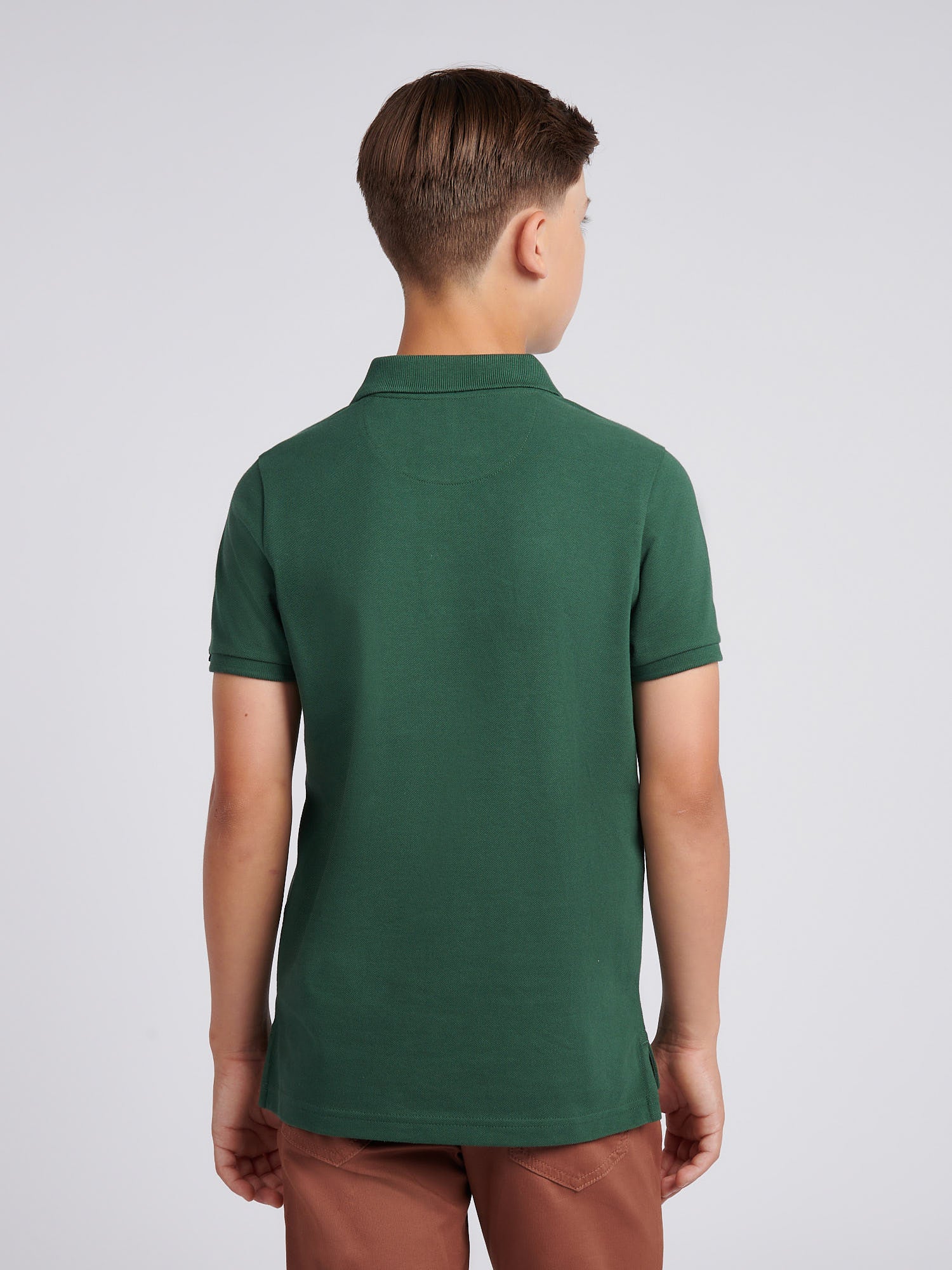 Boys Double Horsemen Polo Shirt Pineneedle - Image 4
