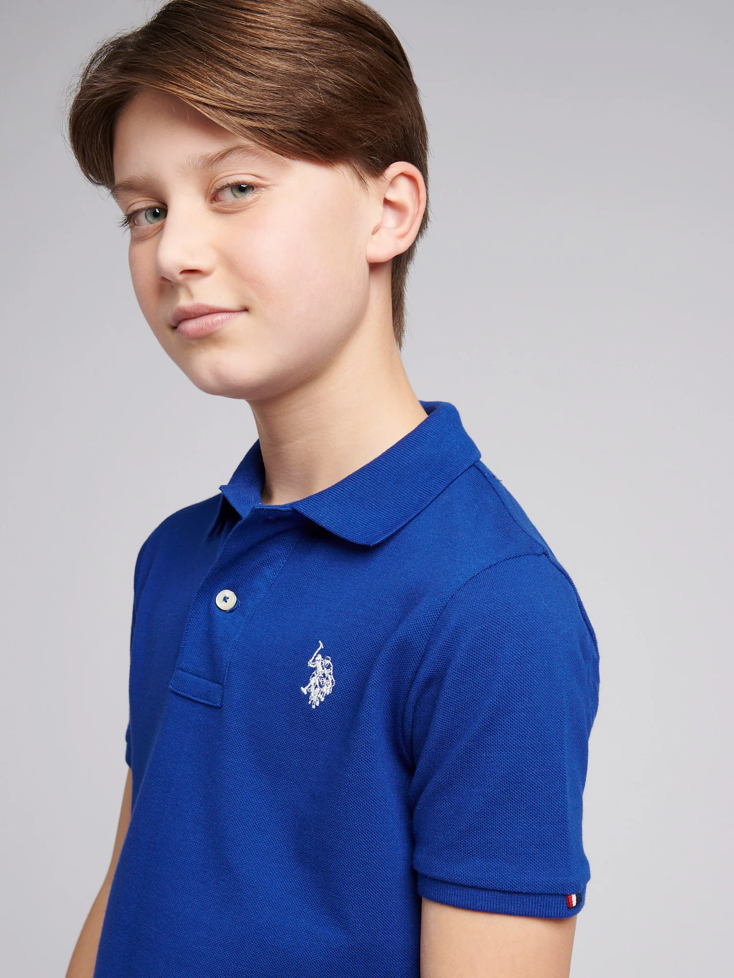Boys Double Horsemen Polo Shirt in Sodalite Blue - Image 2