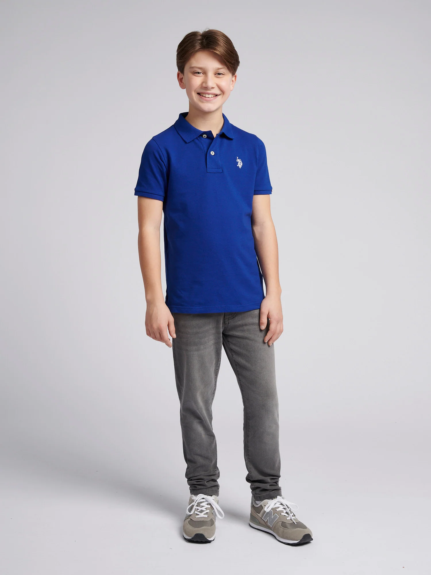 Boys Double Horsemen Polo Shirt in Sodalite Blue - Image 3