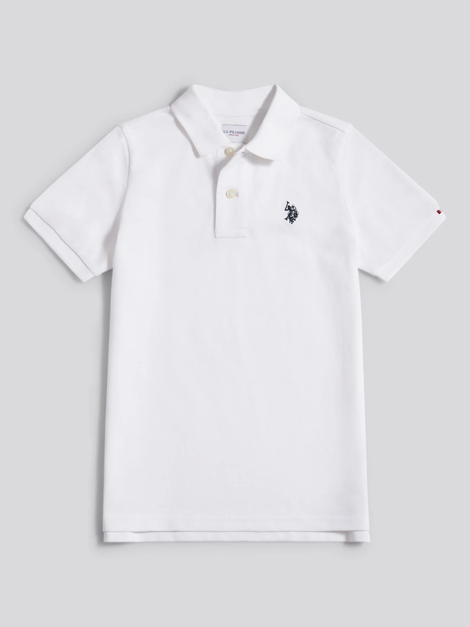 Boys Double Horsemen Polo Shirt White / Dark Sapphire Navy DHM