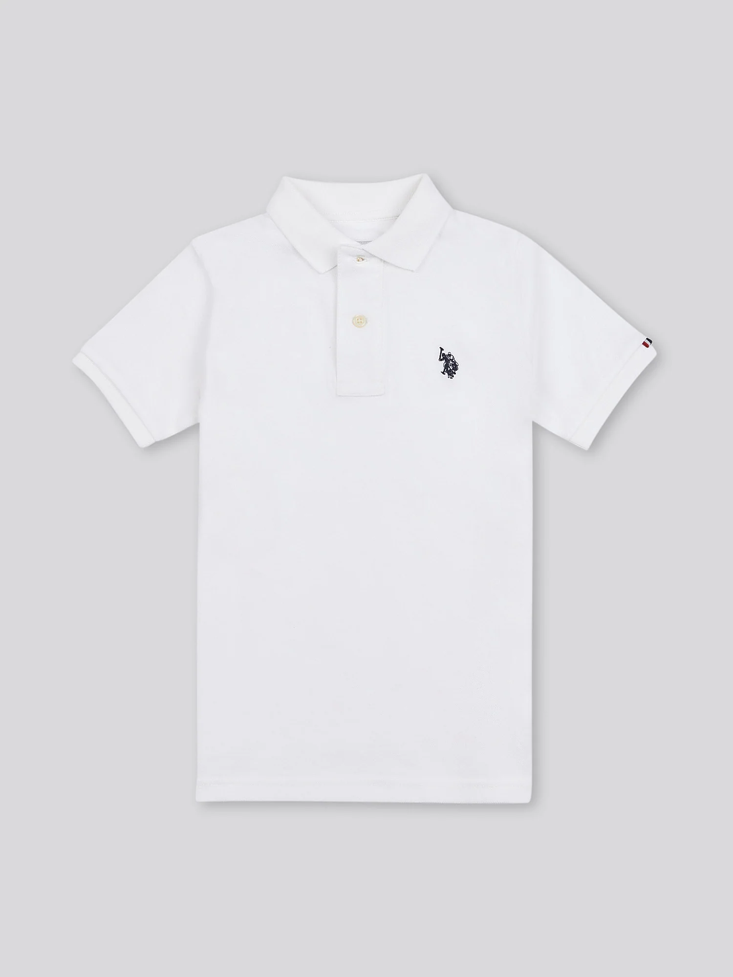 Boys Double Horsemen Polo Shirt in White / Dark Sapphire Navy DHM