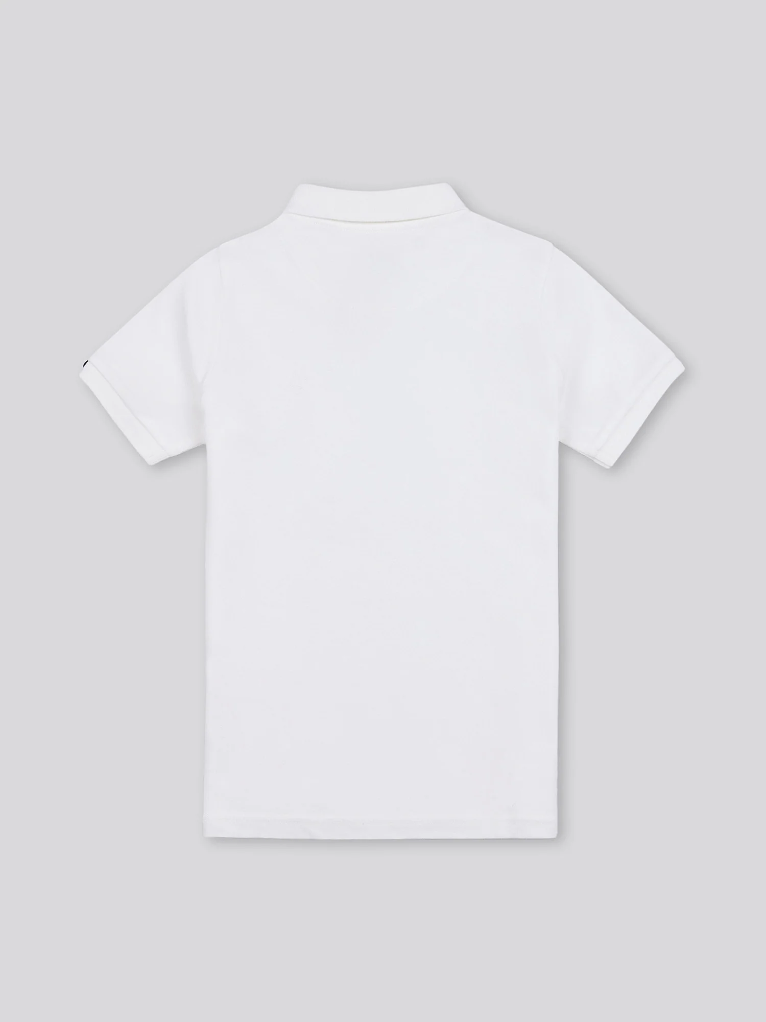 Boys Double Horsemen Polo Shirt in White / Dark Sapphire Navy DHM - Image 2