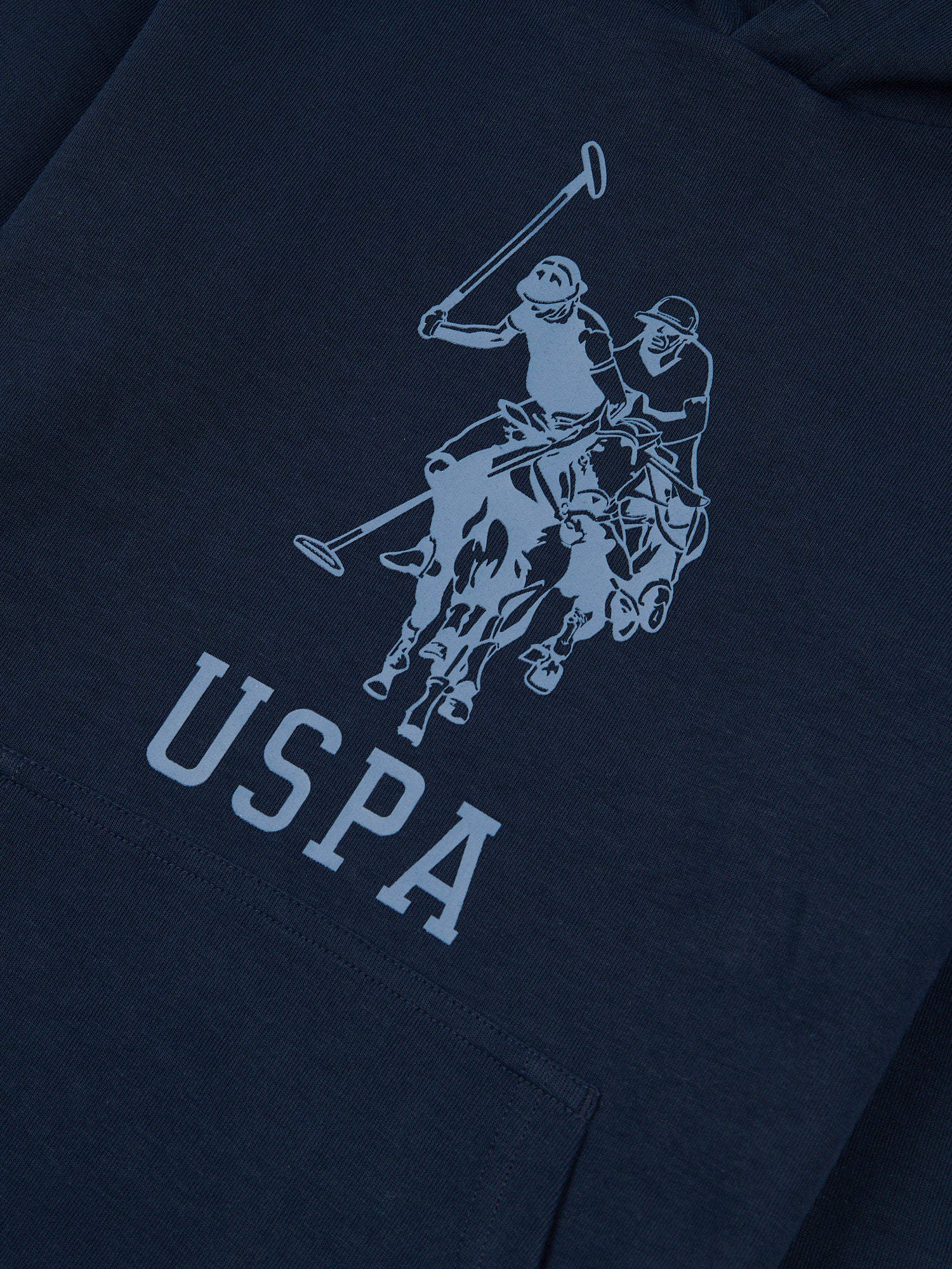 Boys Double Horsemen Statement Hoodie in Dark Sapphire Navy - Image 7