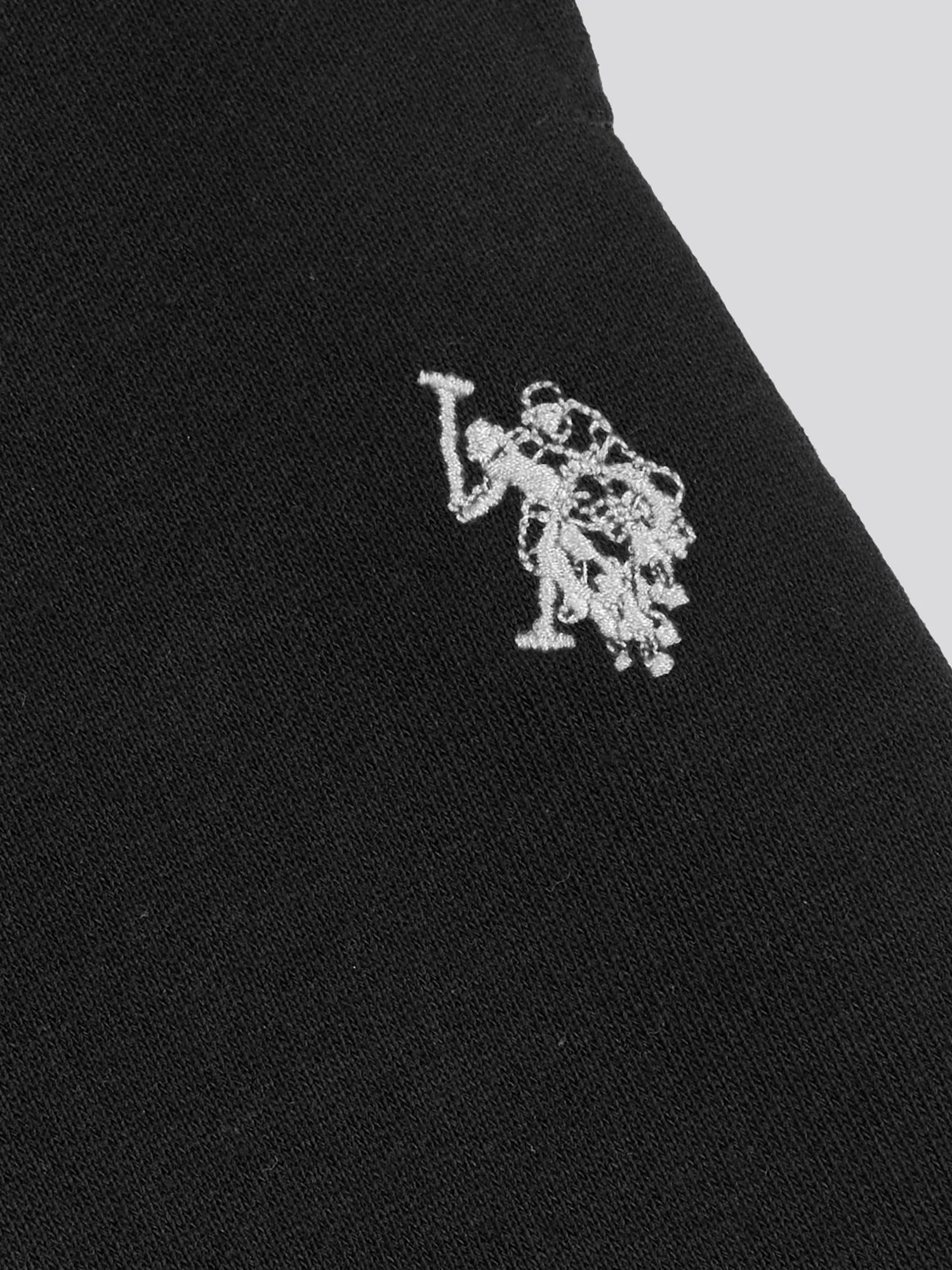 Boys Double Horsemen Sweat Short in Black Bright White DHM - Image 5