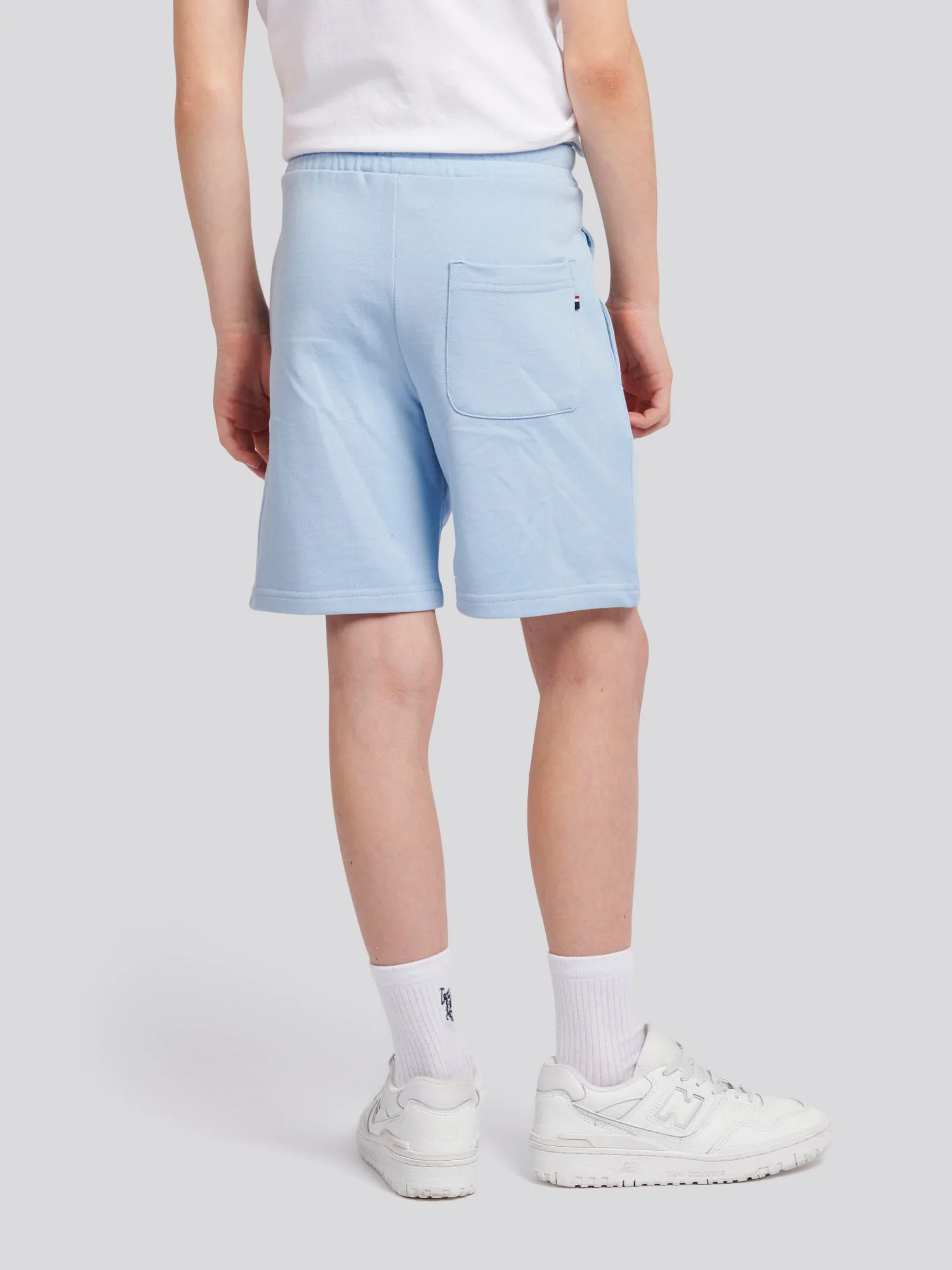 Boys Double Horsemen Sweat Short in Chambray Blue - Image 4