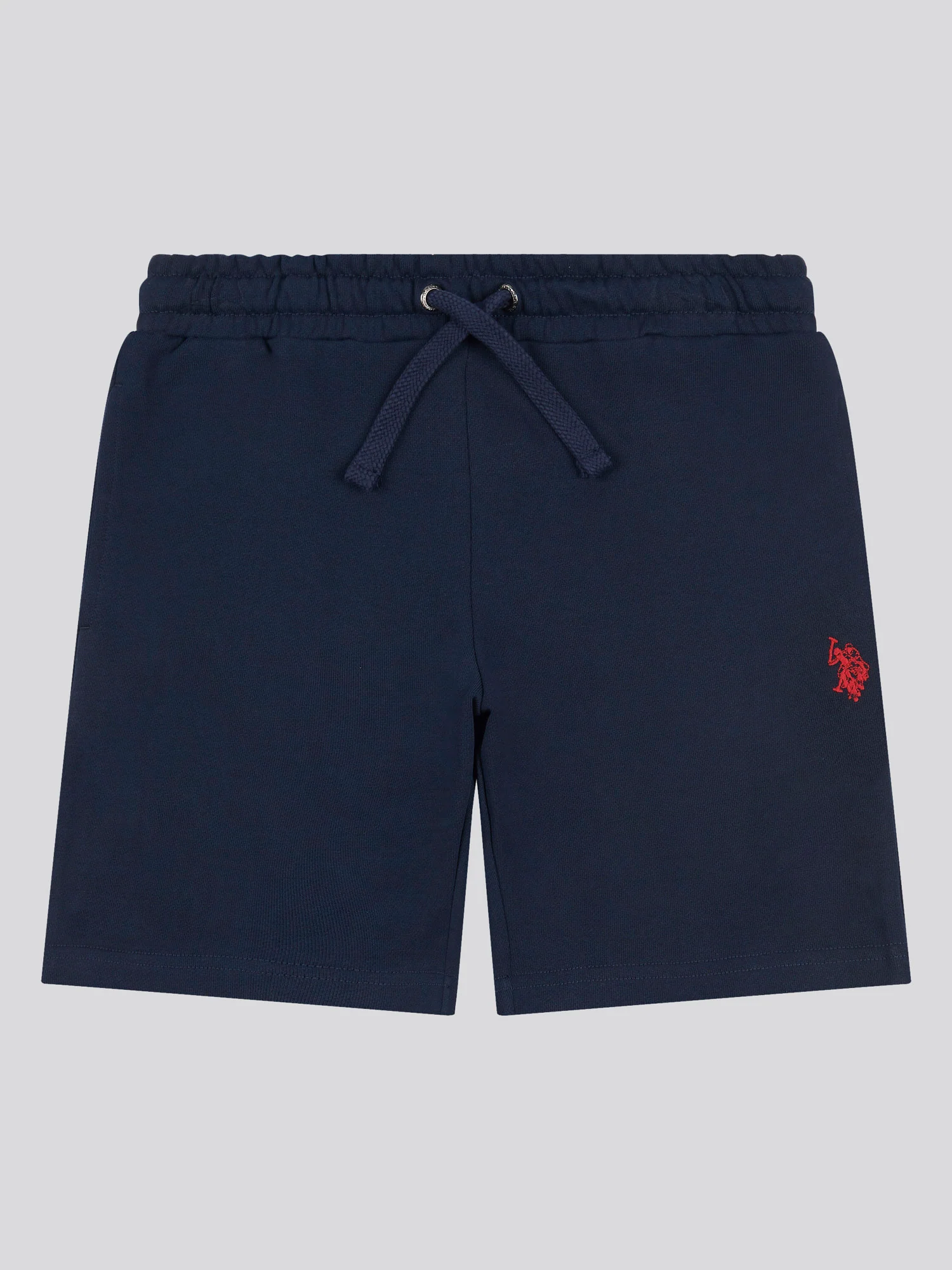 Boys Double Horsemen Sweat Short in Dark Sapphire Navy / Haute Red DHM - Image 5