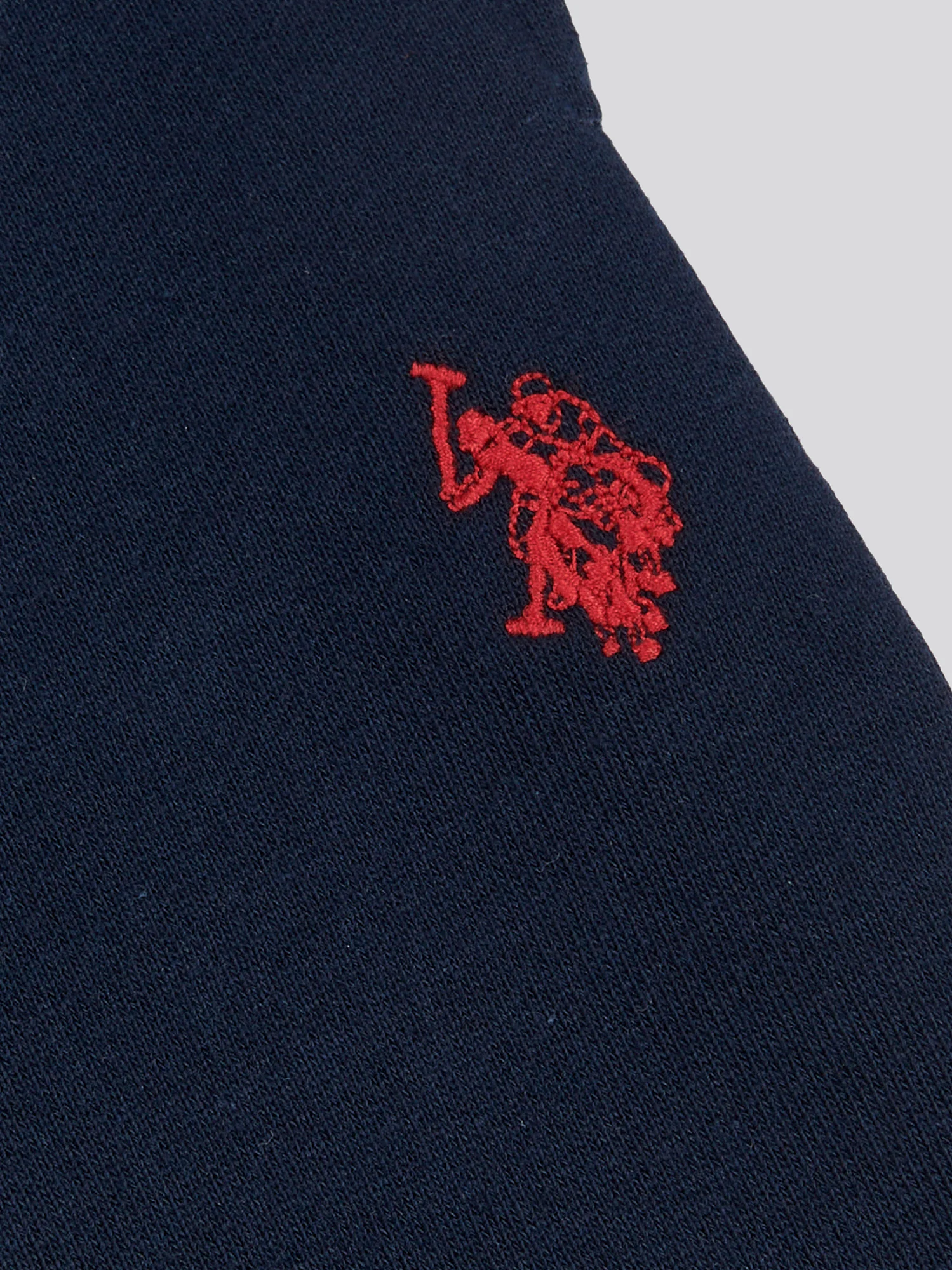 Boys Double Horsemen Sweat Short in Dark Sapphire Navy / Haute Red DHM - Image 7