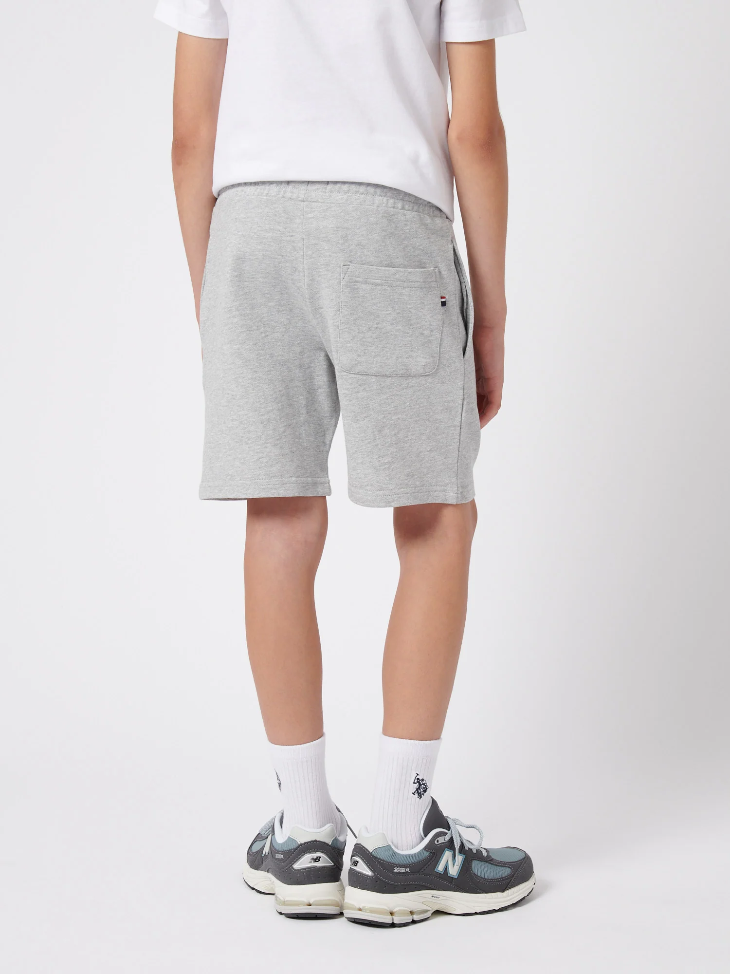 Boys Double Horsemen Sweat Short in Mid Grey Marl - Image 4