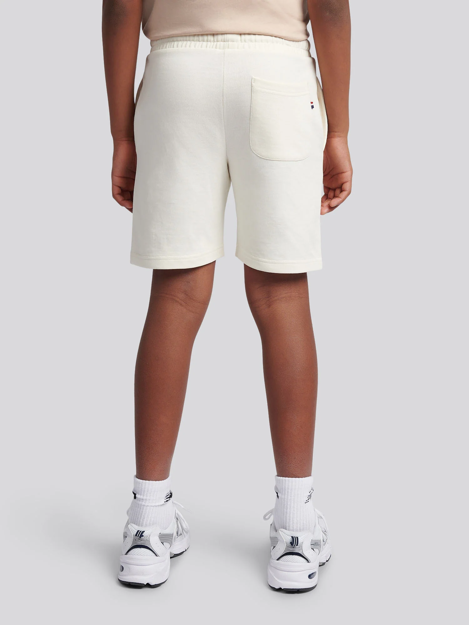 Boys Double Horsemen Sweat Short in Whisper White - Image 4