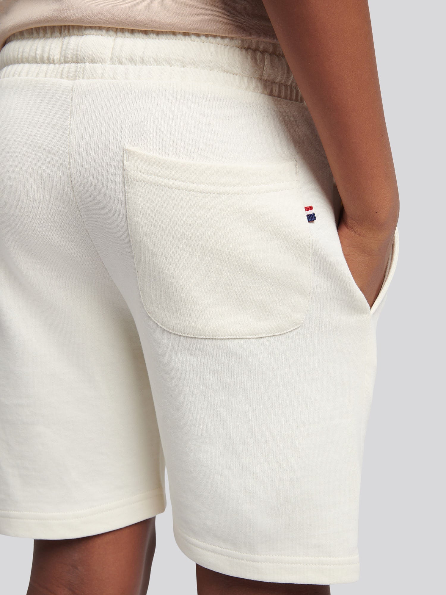 Boys Double Horsemen Sweat Short in Whisper White - Image 5