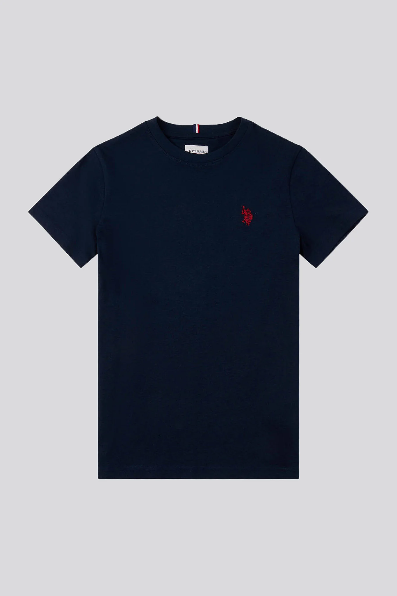 Boys Double Horsemen T- Shirt in Dark Sapphire Navy / Haute Red DHM - Image 5