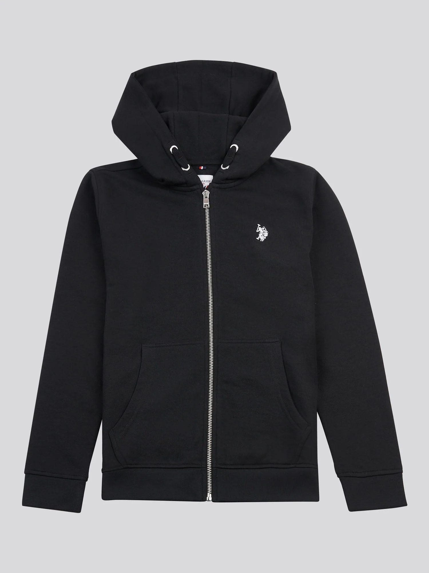 Boys Double Horsemen Zip Hoodie Black Bright White DHM - Image 6