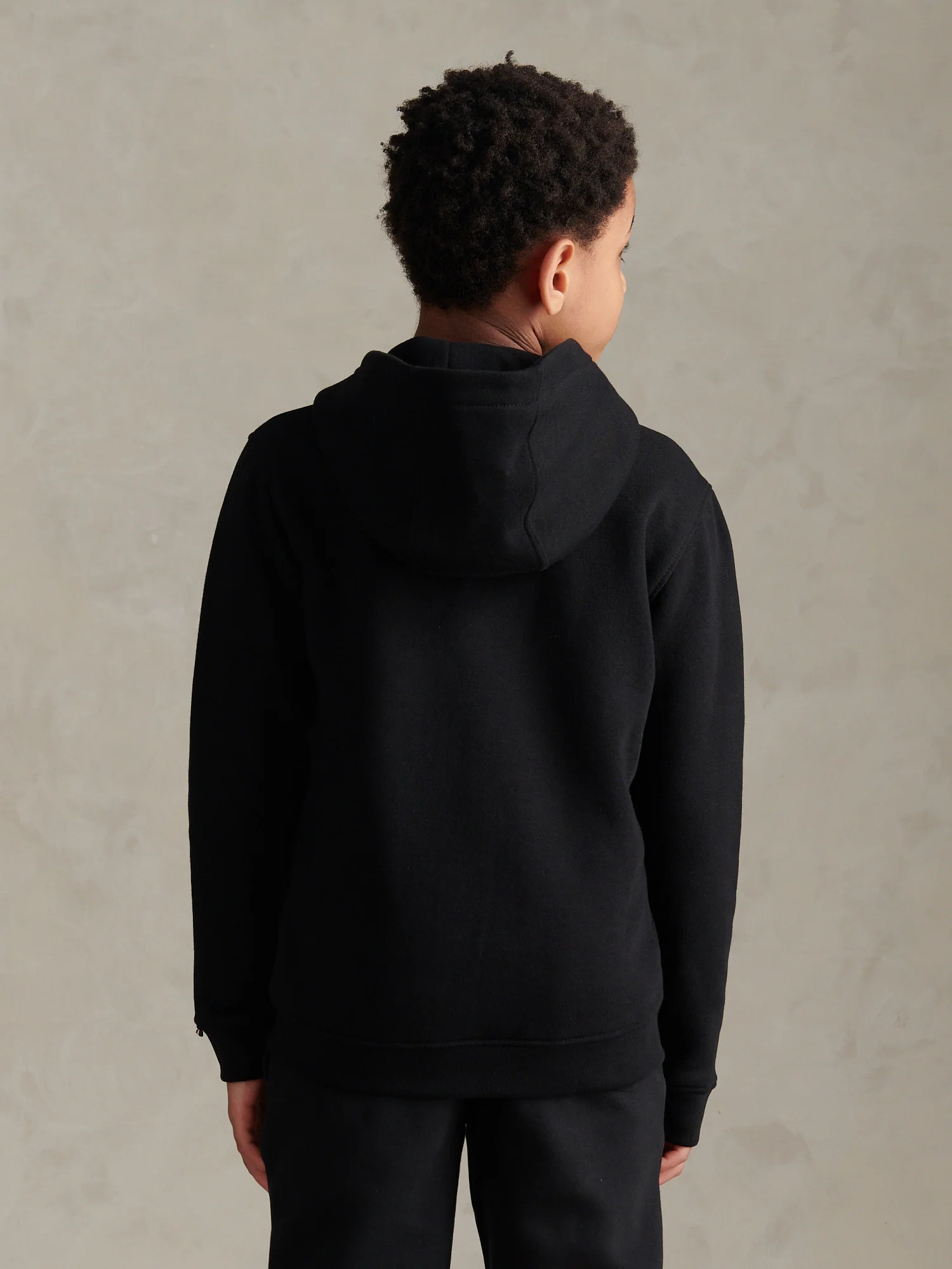 Boys Double Horsemen Zip Hoodie in Black Bright White DHM - Image 4