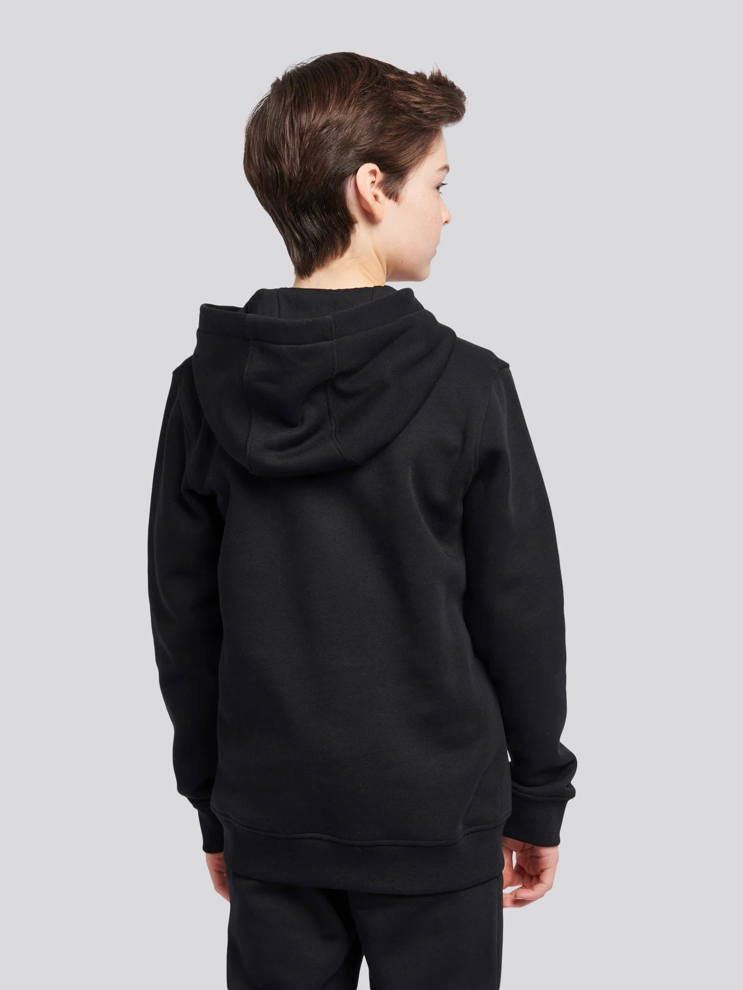 Boys Double Horsemen Zip Hoodie in Black Bright White DHM - Image 4