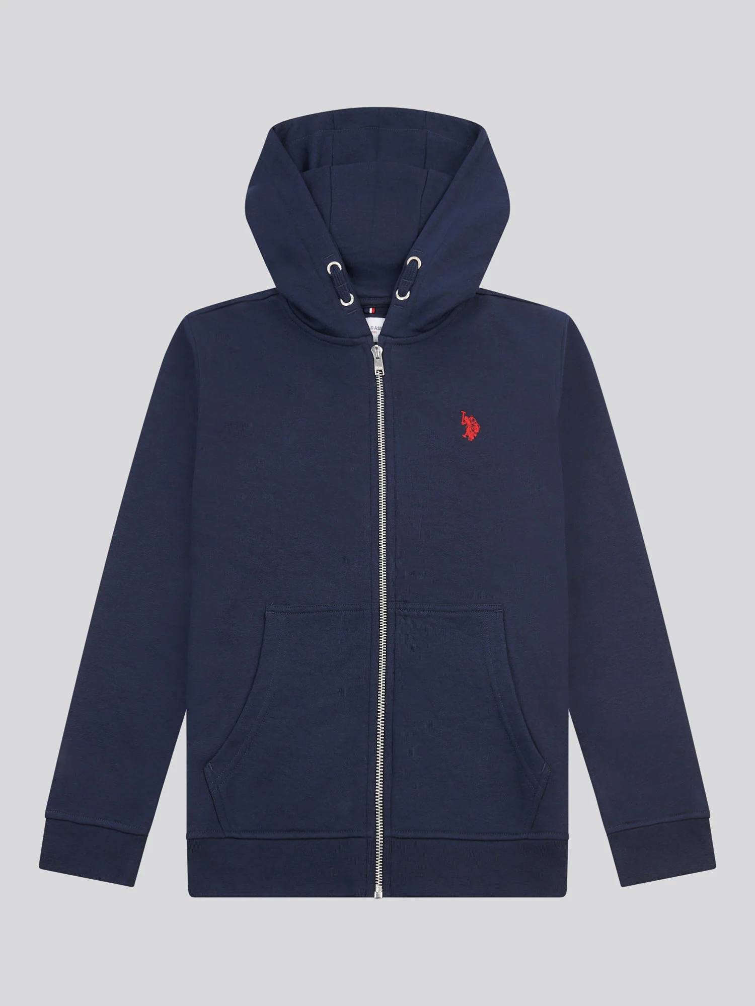 Boys Double Horsemen Zip Hoodie Dark Sapphire Navy / Haute Red DHM - Image 2