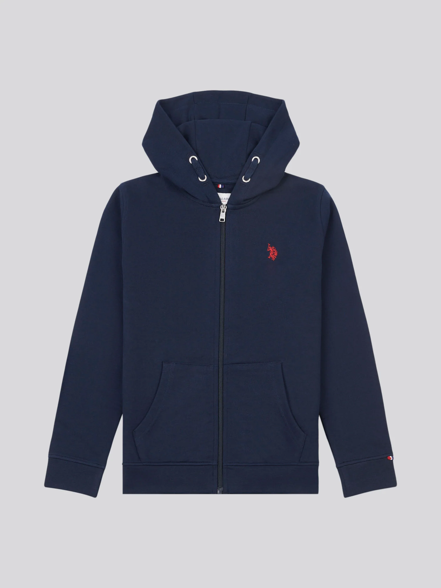 Boys Double Horsemen Zip Hoodie in Dark Sapphire Navy / Haute Red DHM - Image 6