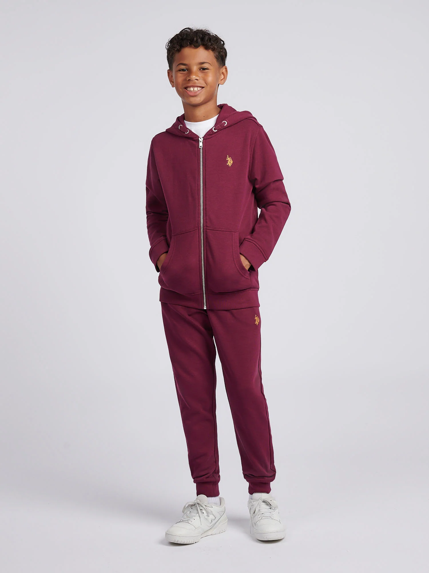 Boys Double Horsemen Zip Hoodie Grape Wine - Image 3