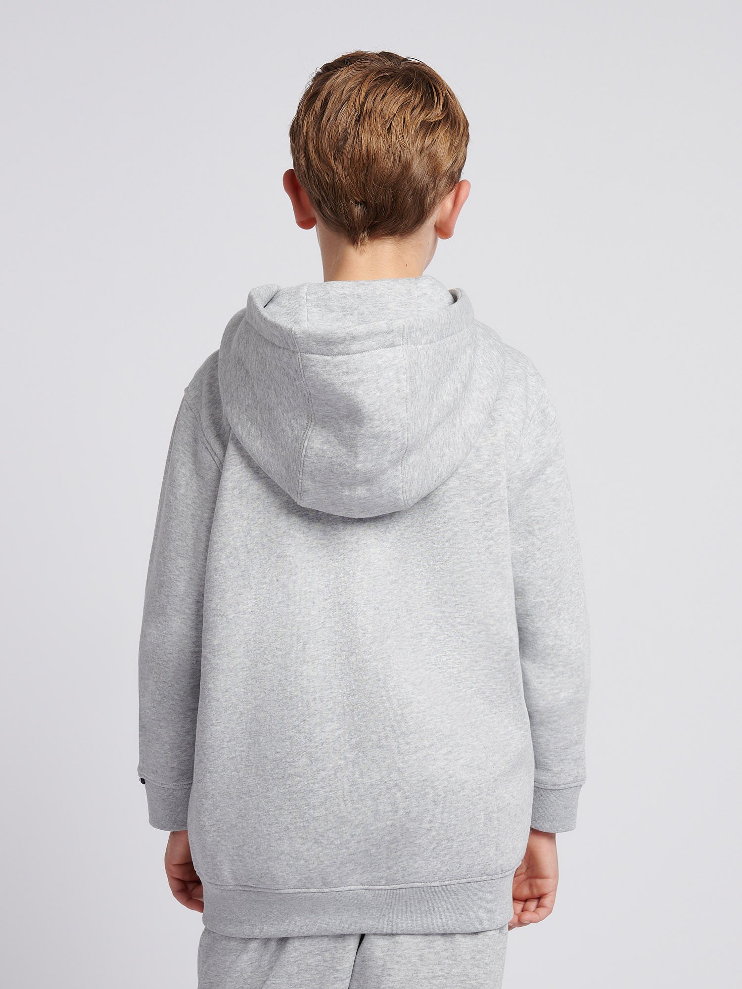 Boys Double Horsemen Zip Hoodie in Mid Grey Marl - Image 4