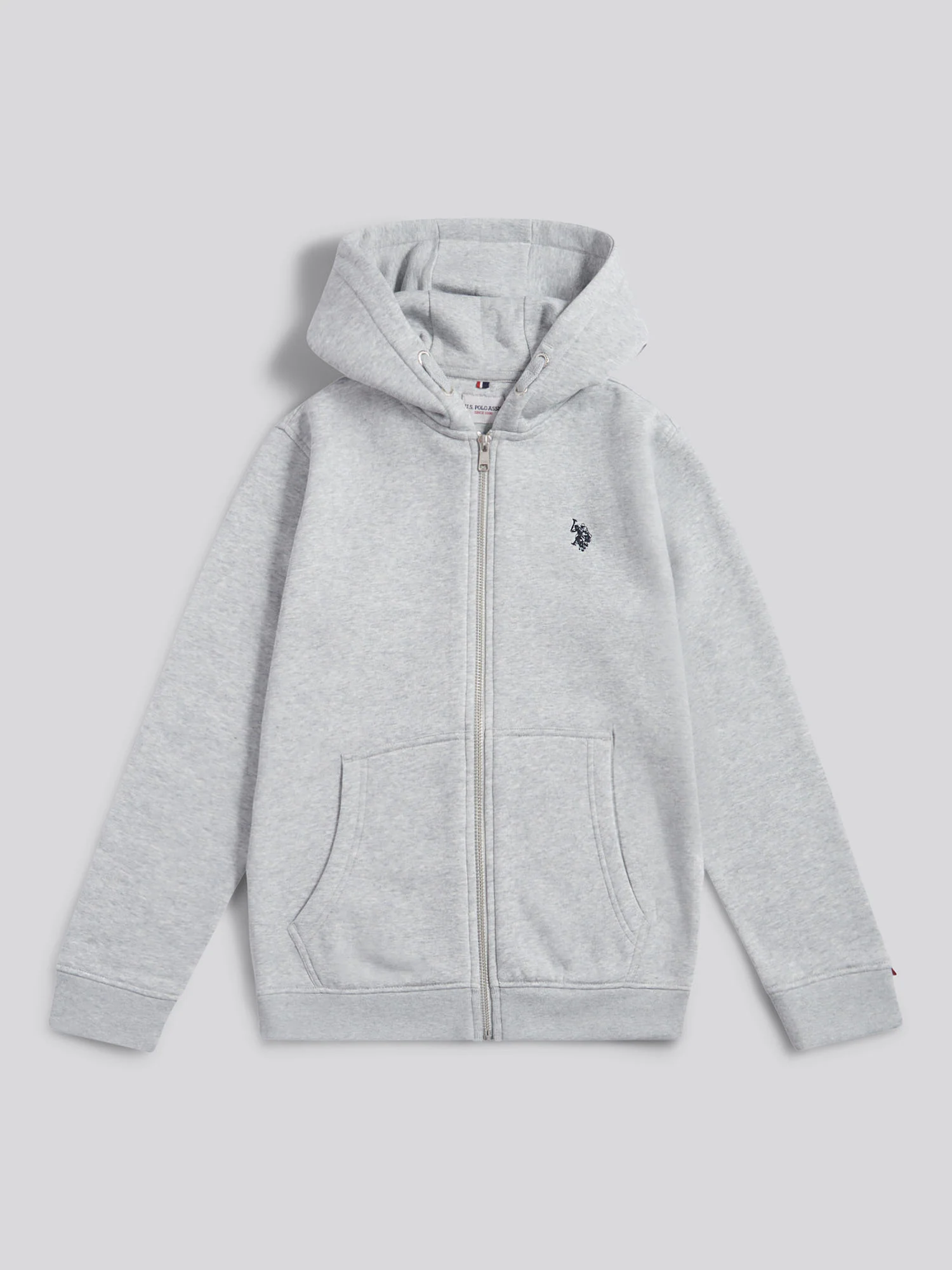 Boys Double Horsemen Zip Hoodie in Mid Grey Marl - Image 6