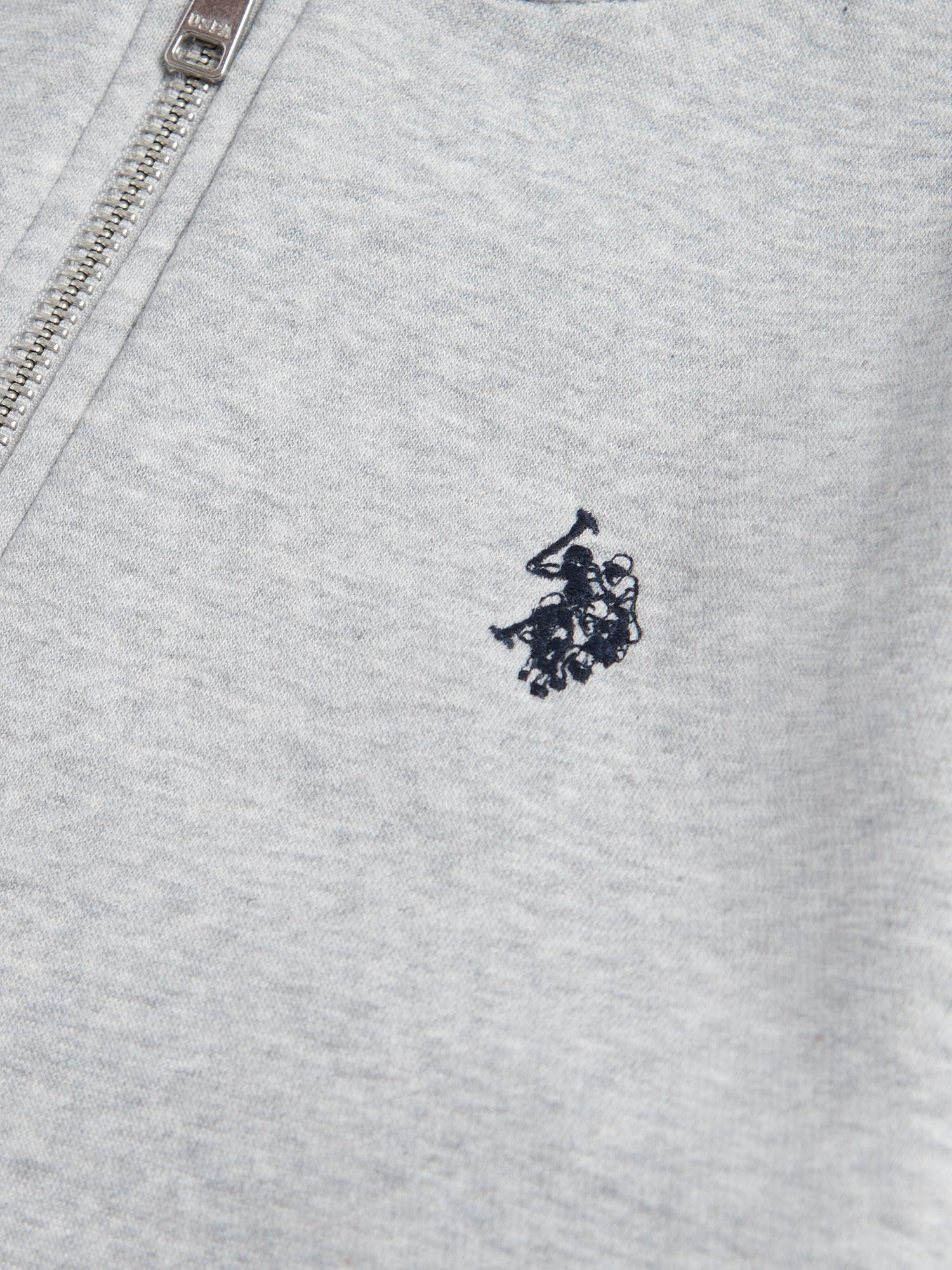 Boys Double Horsemen Zip Hoodie in Mid Grey Marl - Image 8