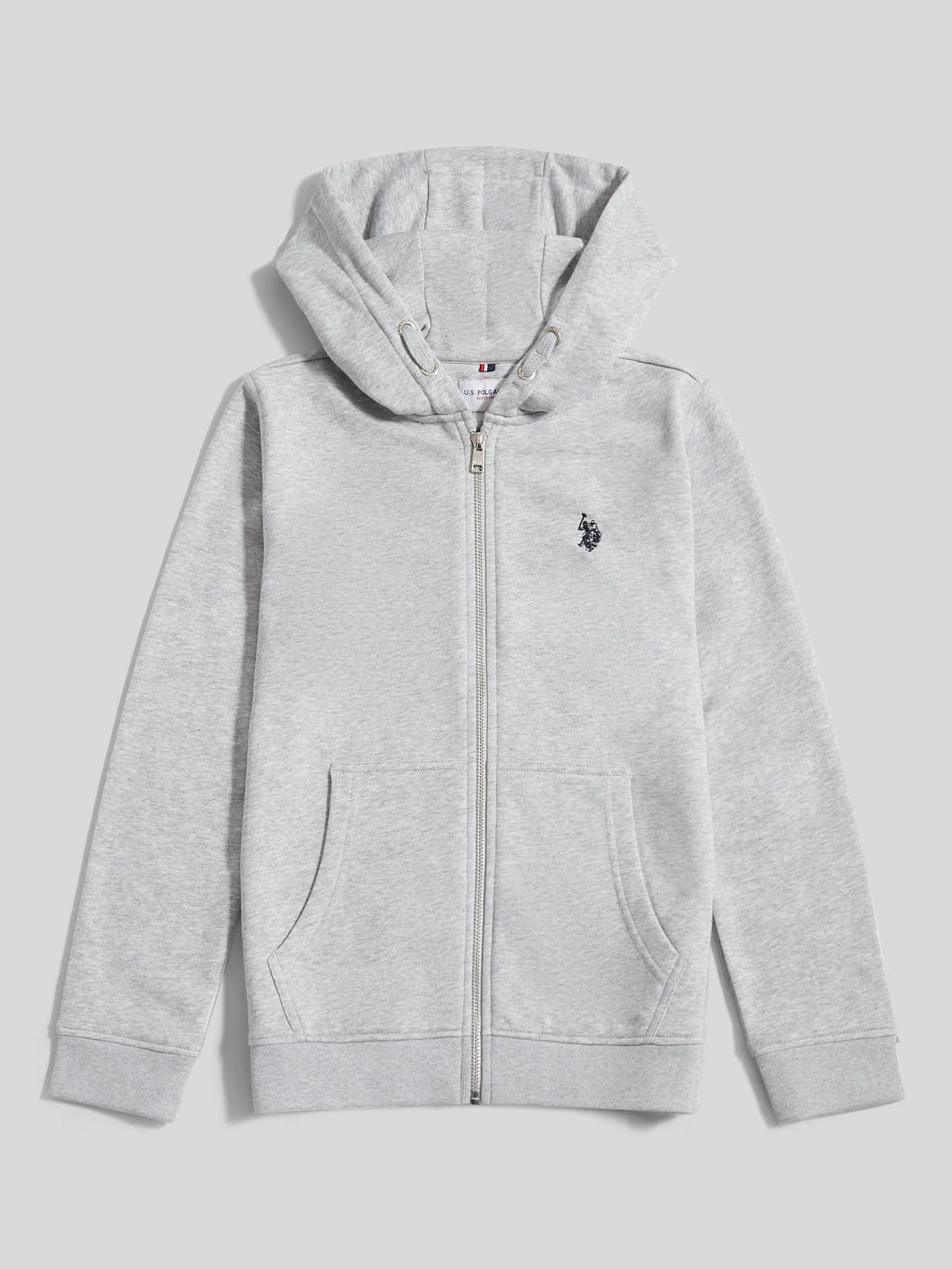 Boys Double Horsemen Zip Hoodie Mid Grey Marl - Image 6