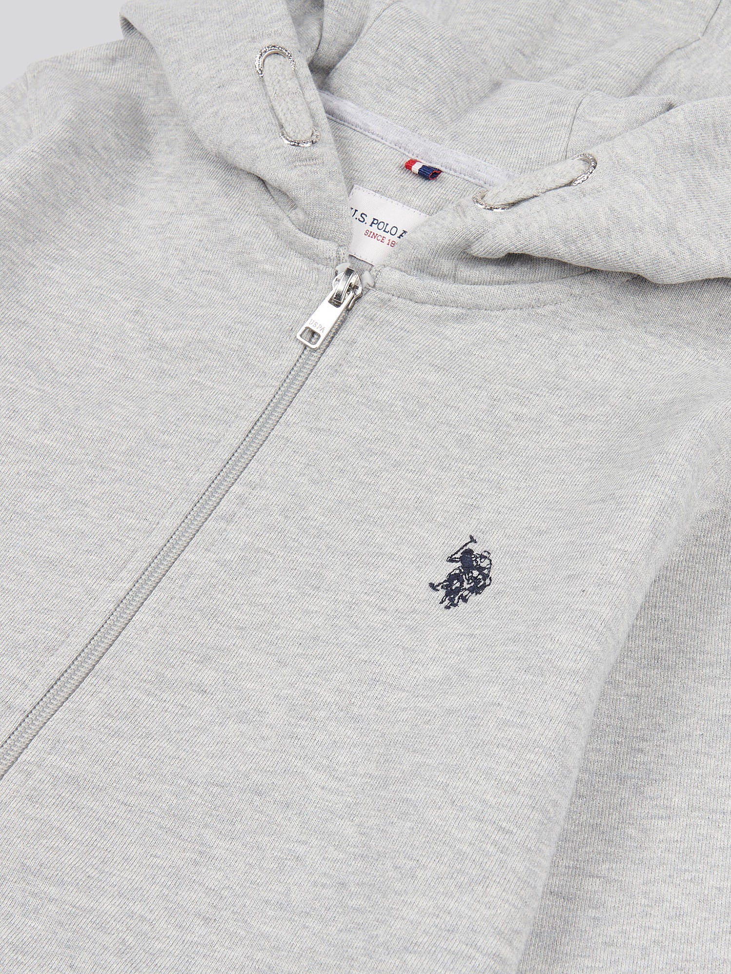 Boys Double Horsemen Zip Hoodie in Mid Grey Marl - Image 7