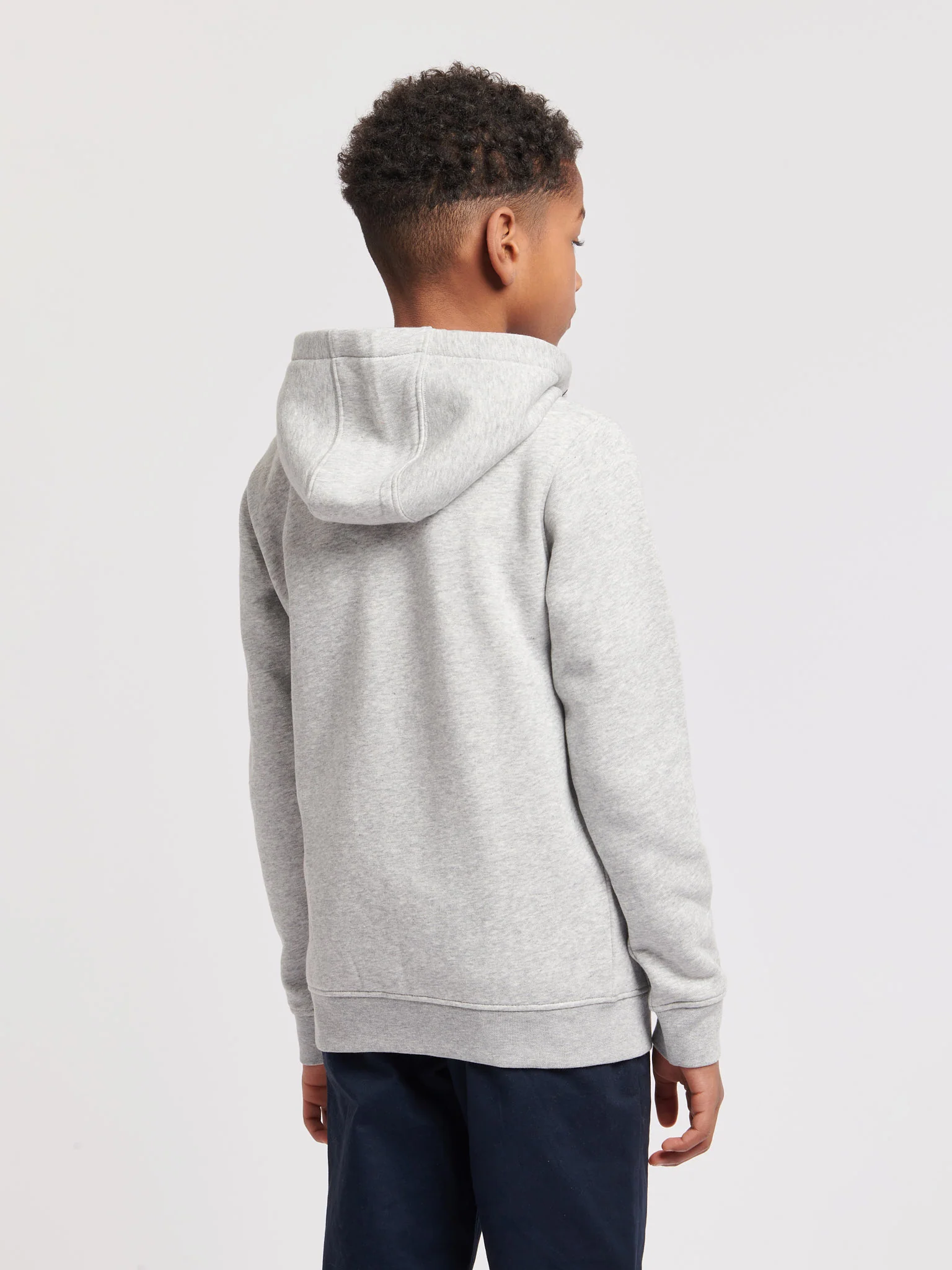Boys Double Horsemen Zip Hoodie in Mid Grey Marl - Image 4