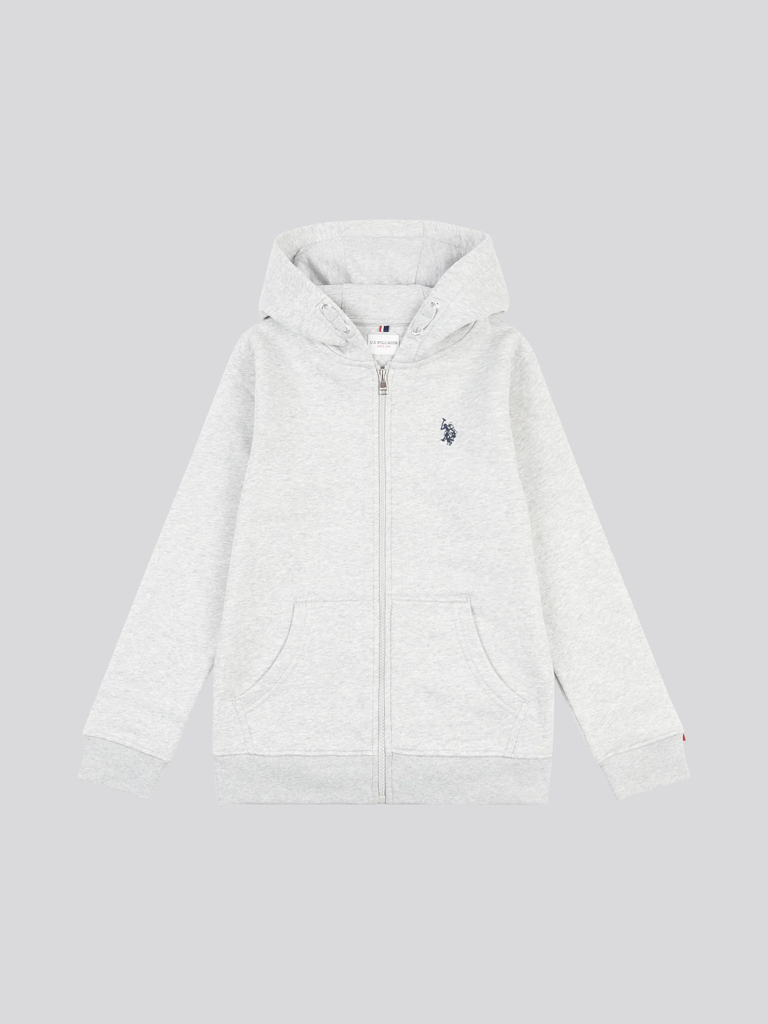 Boys Double Horsemen Zip Hoodie in Mid Grey Marl - Image 5