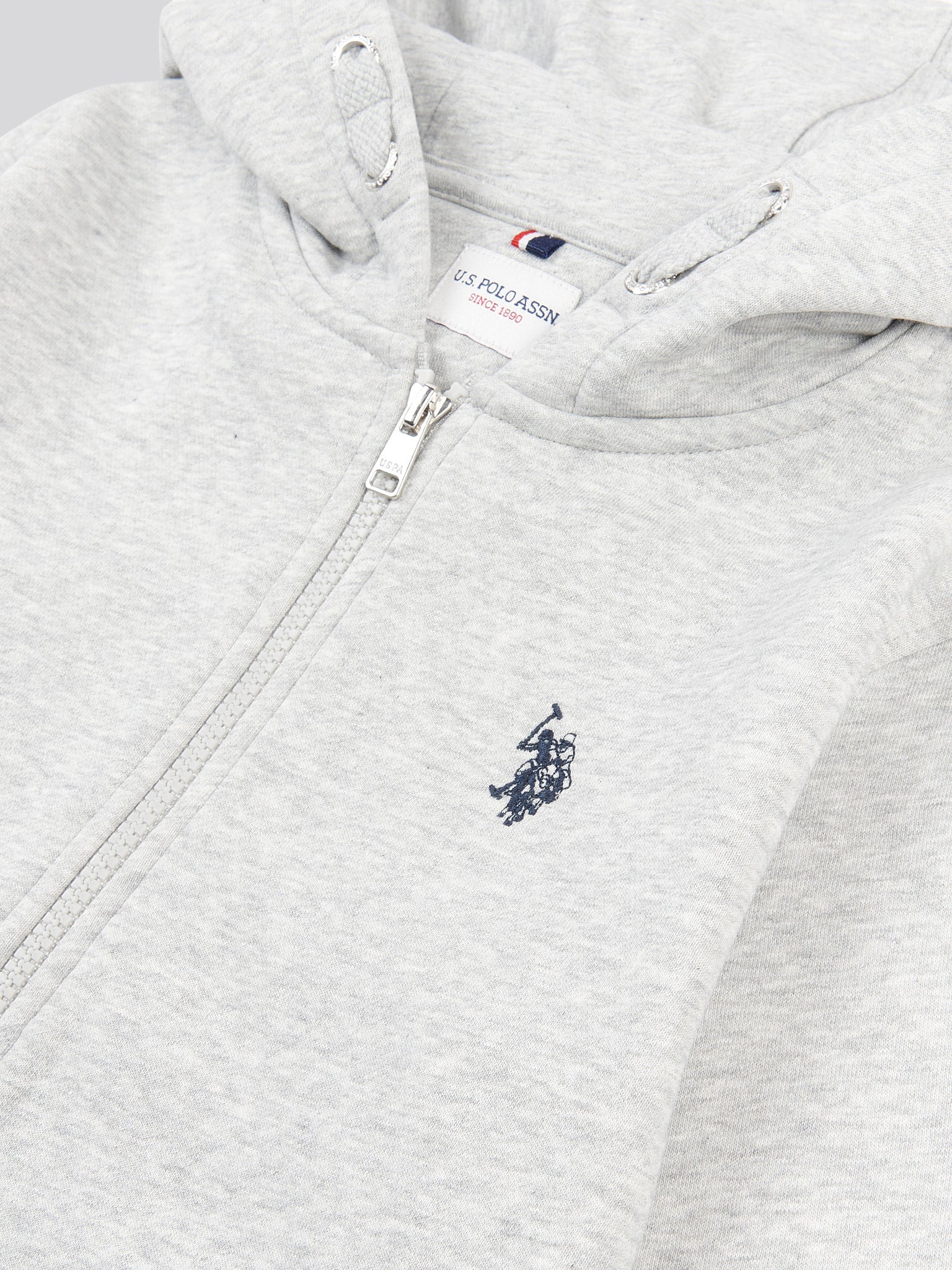 Boys Double Horsemen Zip Hoodie in Mid Grey Marl - Image 7