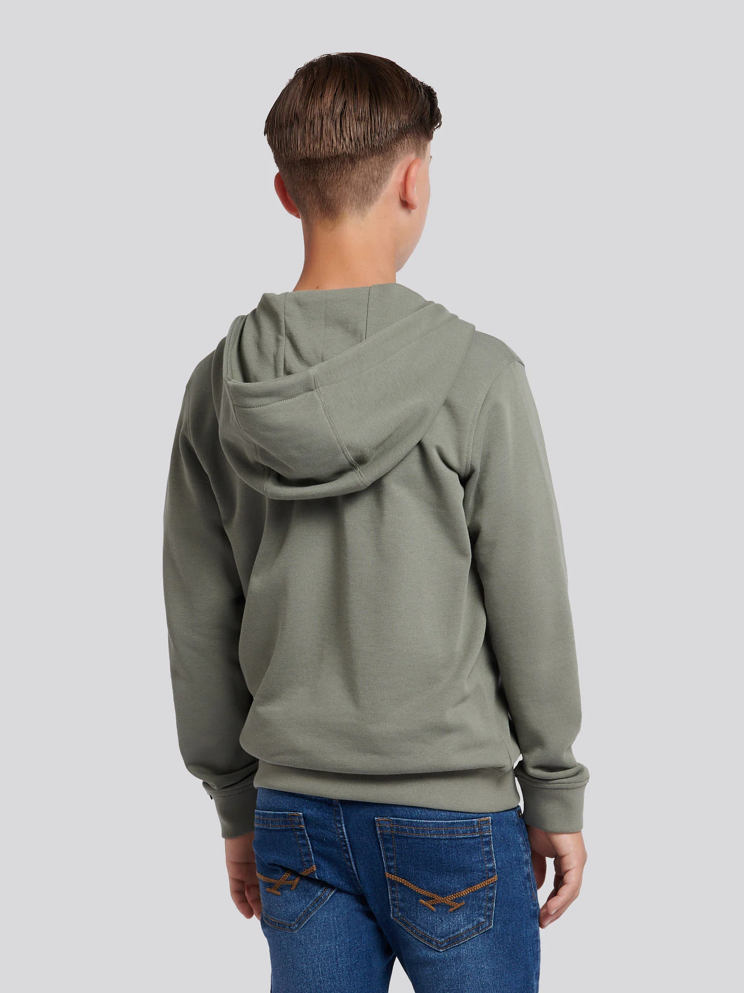 Boys Double Horsemen Zip Hoodie Mulled Basil - Image 4