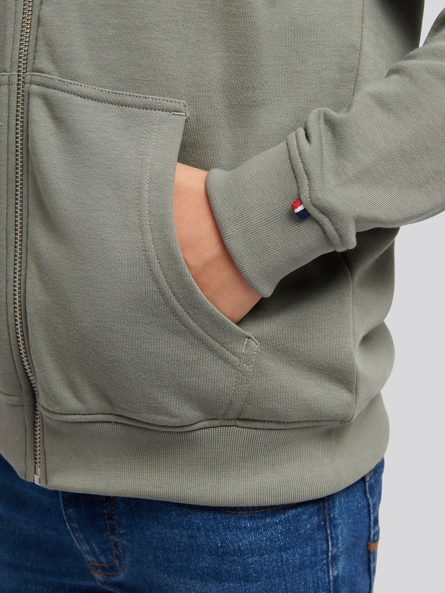 Boys Double Horsemen Zip Hoodie Mulled Basil - Image 5