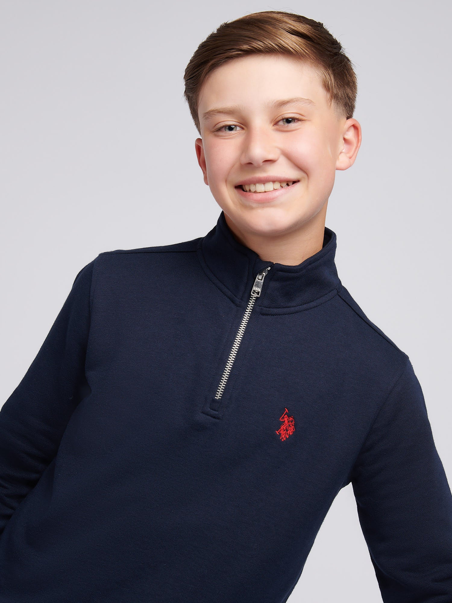 Boys Double Horsemen _ Zip Dark Sapphire Navy / Haute Red DHM - Image 2