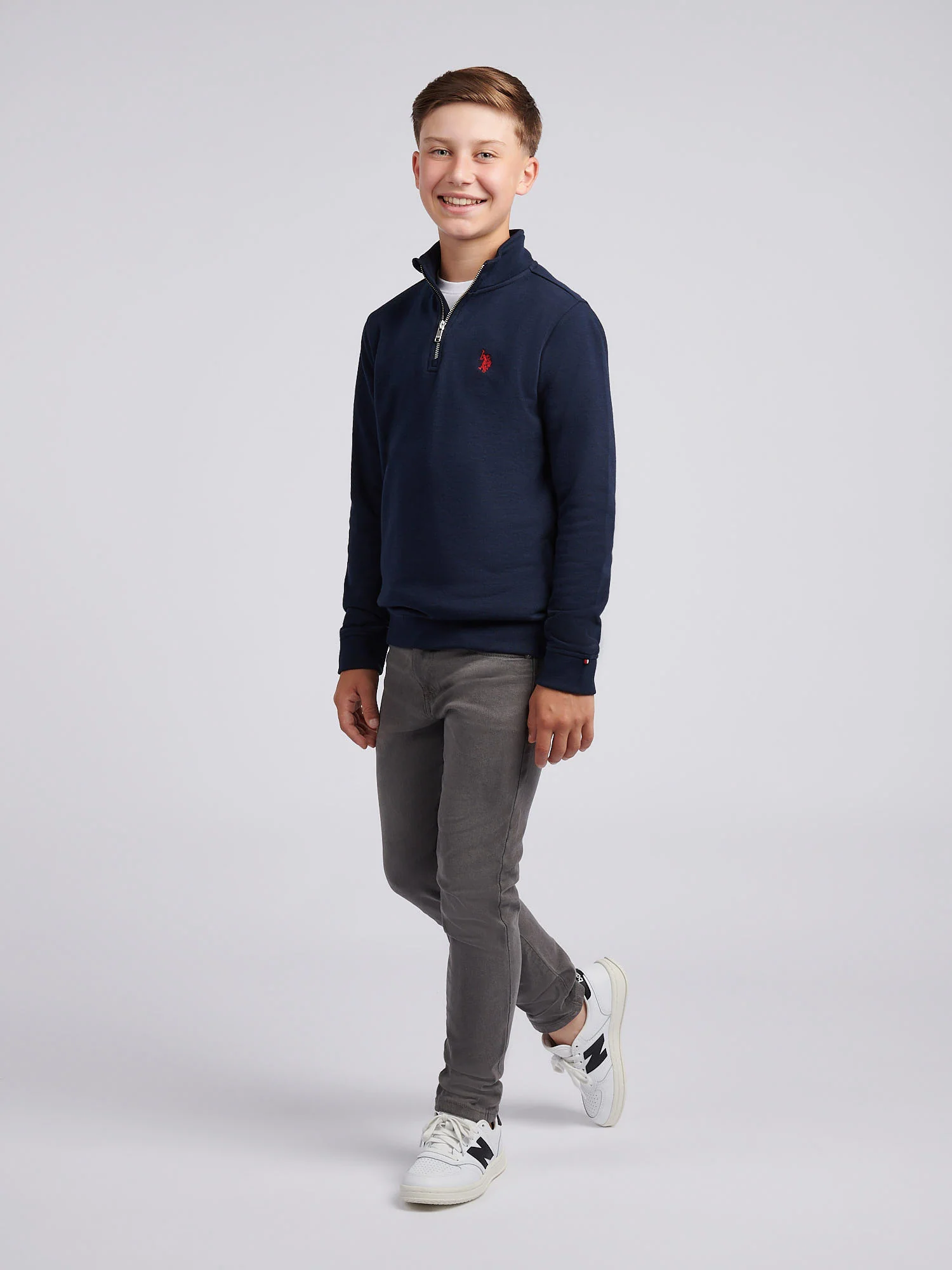 Boys Double Horsemen _ Zip Dark Sapphire Navy / Haute Red DHM - Image 3